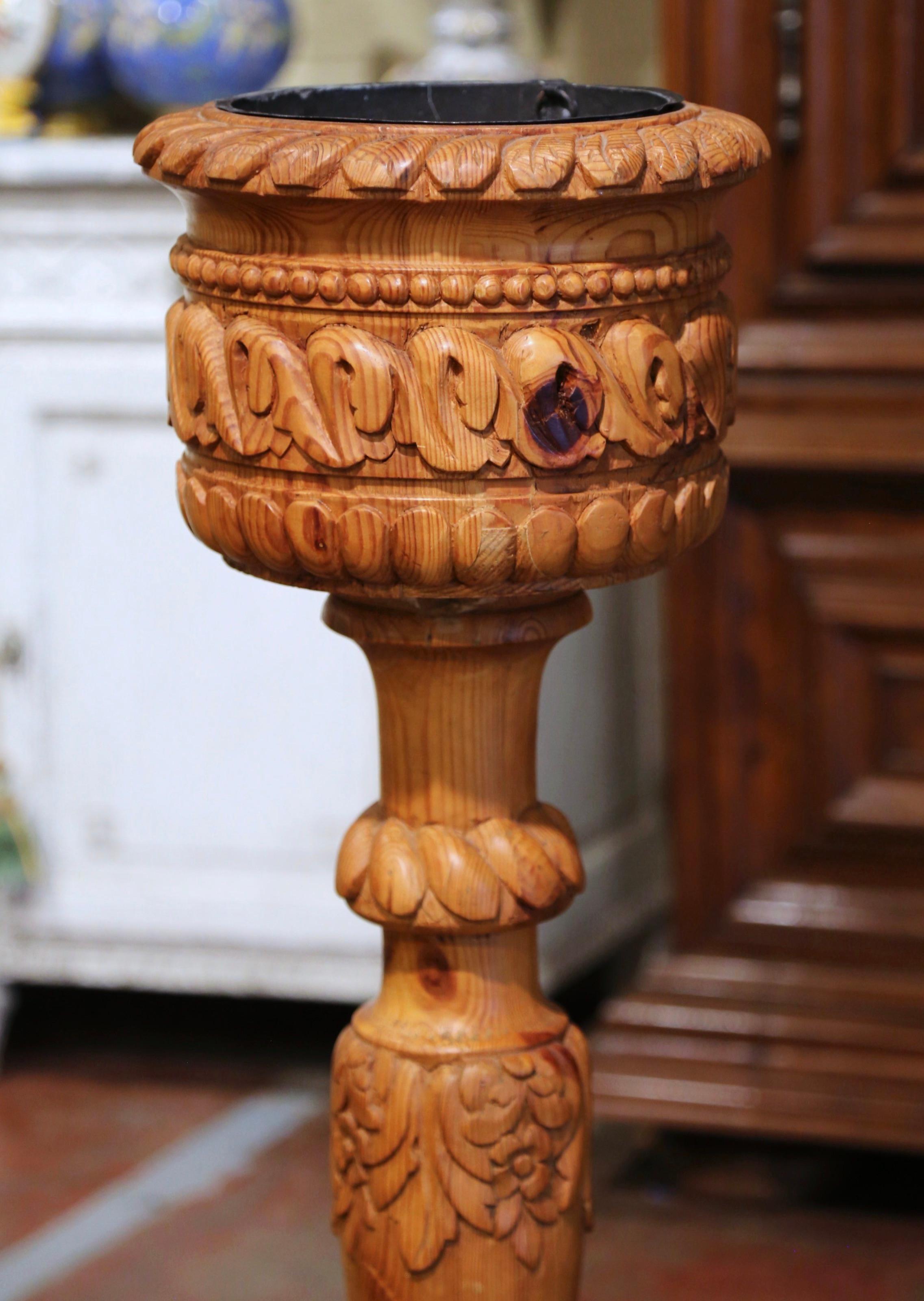 Louis XVI Mid-19th Century Napoleon III French Carved Pine Pedestal Plant Stand
