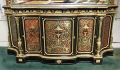 Mid-19th Century Napoleon III Gilt Bronze Mounted Boulle Style Cabinet & Mirror