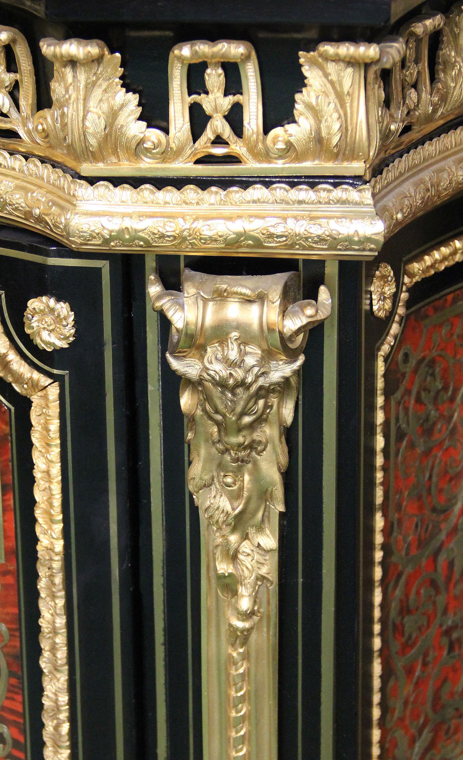 Mid-19th Century Napoleon III Gilt Bronze Mounted Boulle Style Cabinet & Mirror In Good Condition For Sale In New York, NY