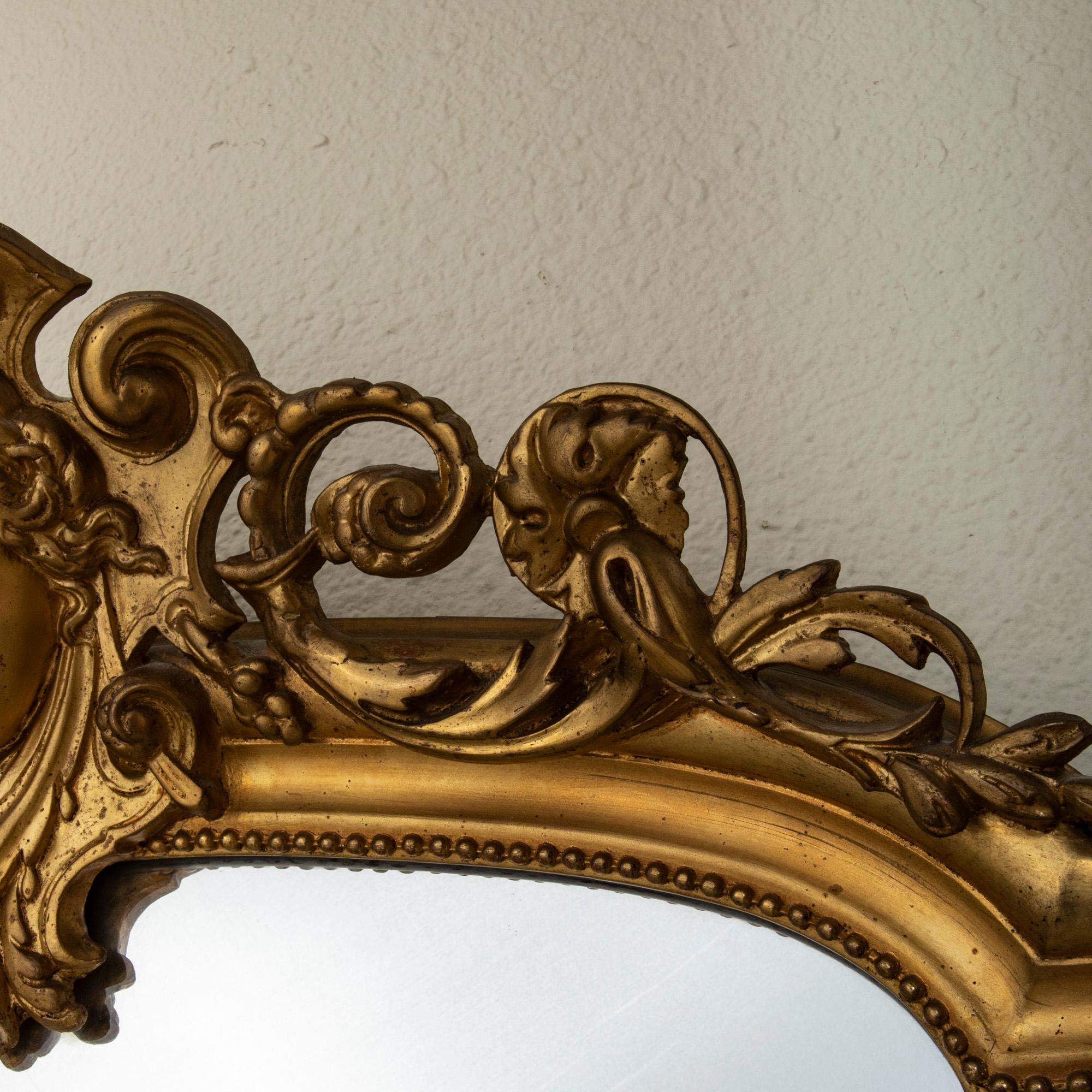 Mid-19th Century Napoleon III Period French Gilt Wood Mantel Mirror with Mask For Sale 6