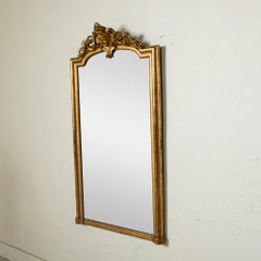 Specchio da camino francese in legno dorato della metà del XIX secolo, periodo Napoleone III, con maschera