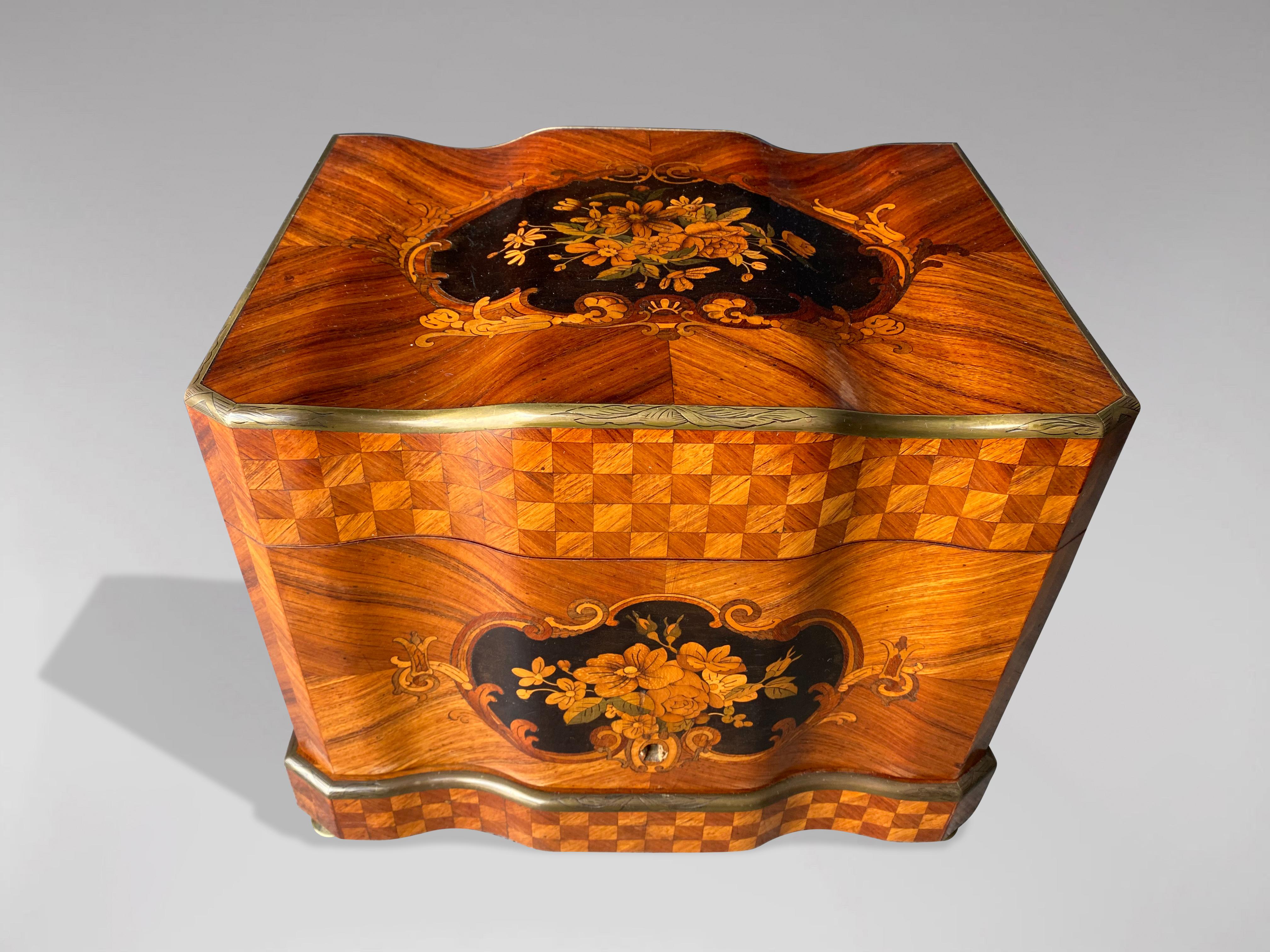 Hand-Crafted Mid-19th Century Napoleon III Period Inlaid Cave À Liqueur Tantalus