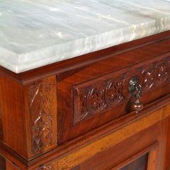 Mid-19th Century Neapolitan Bedside Table Nightstand, White Carrara Marble Top