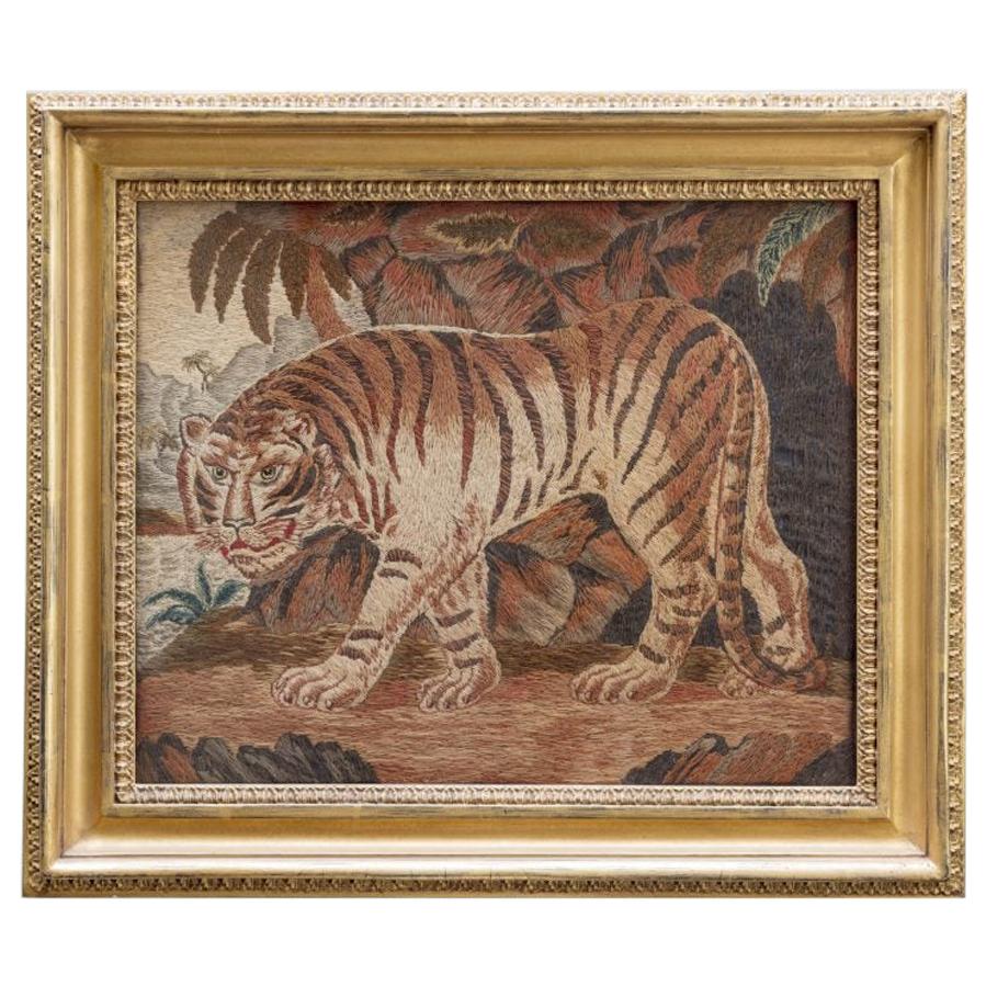 Mid-19th Century Needlework of a Tiger