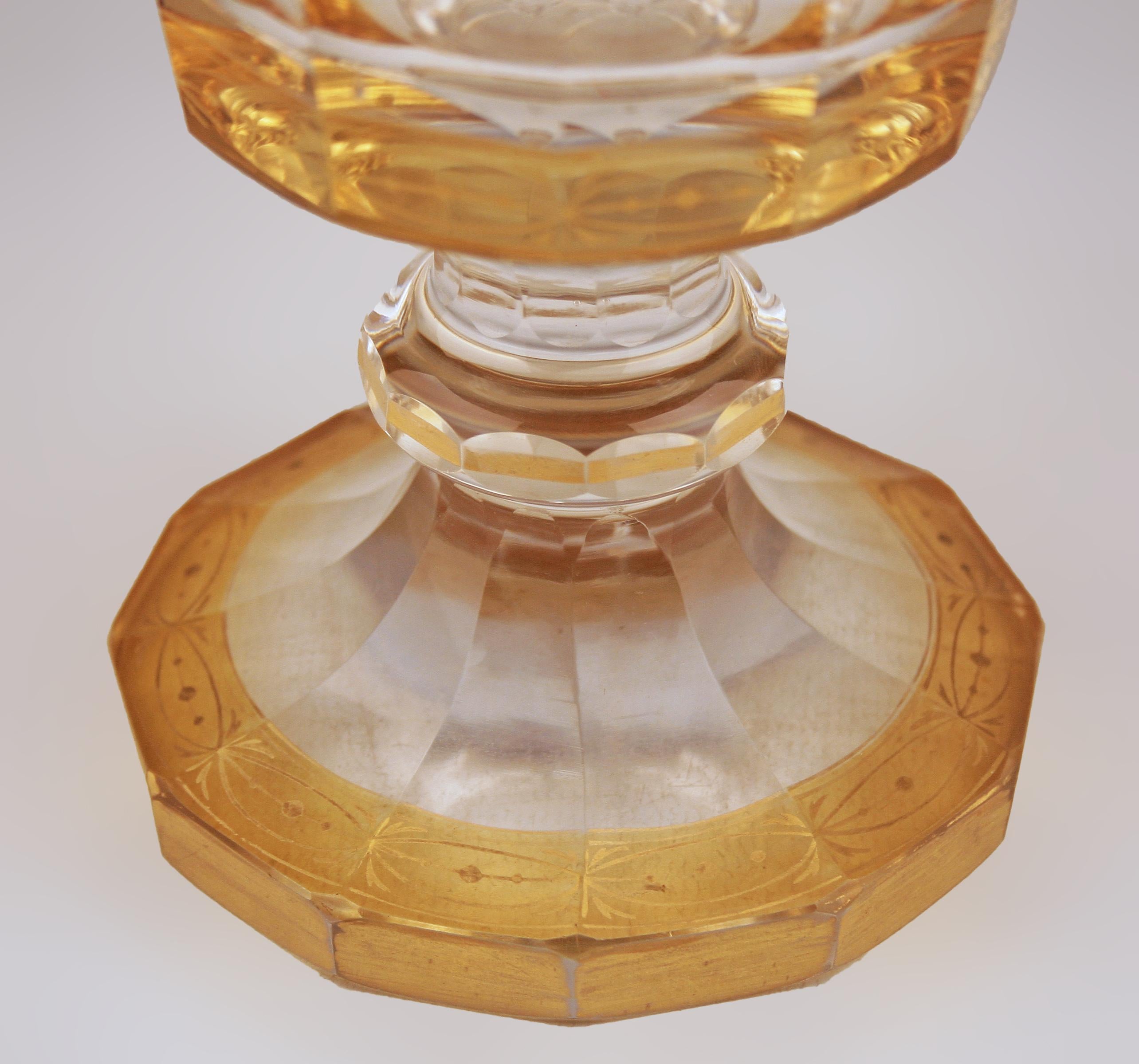 Mid-19th Century Neoclassical Gilt Footed Glass Goblet/Cup with Hand-Made Paint For Sale 1