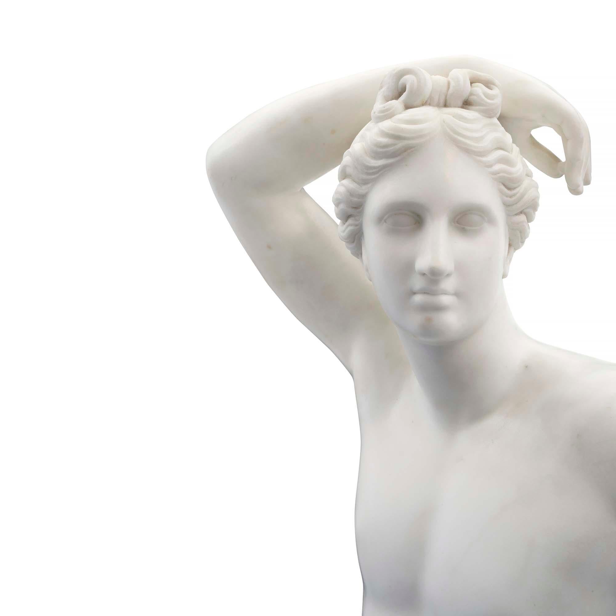 Mid-19th Century Neoclassical White Carrara Marble Statue of Apollo For Sale 1