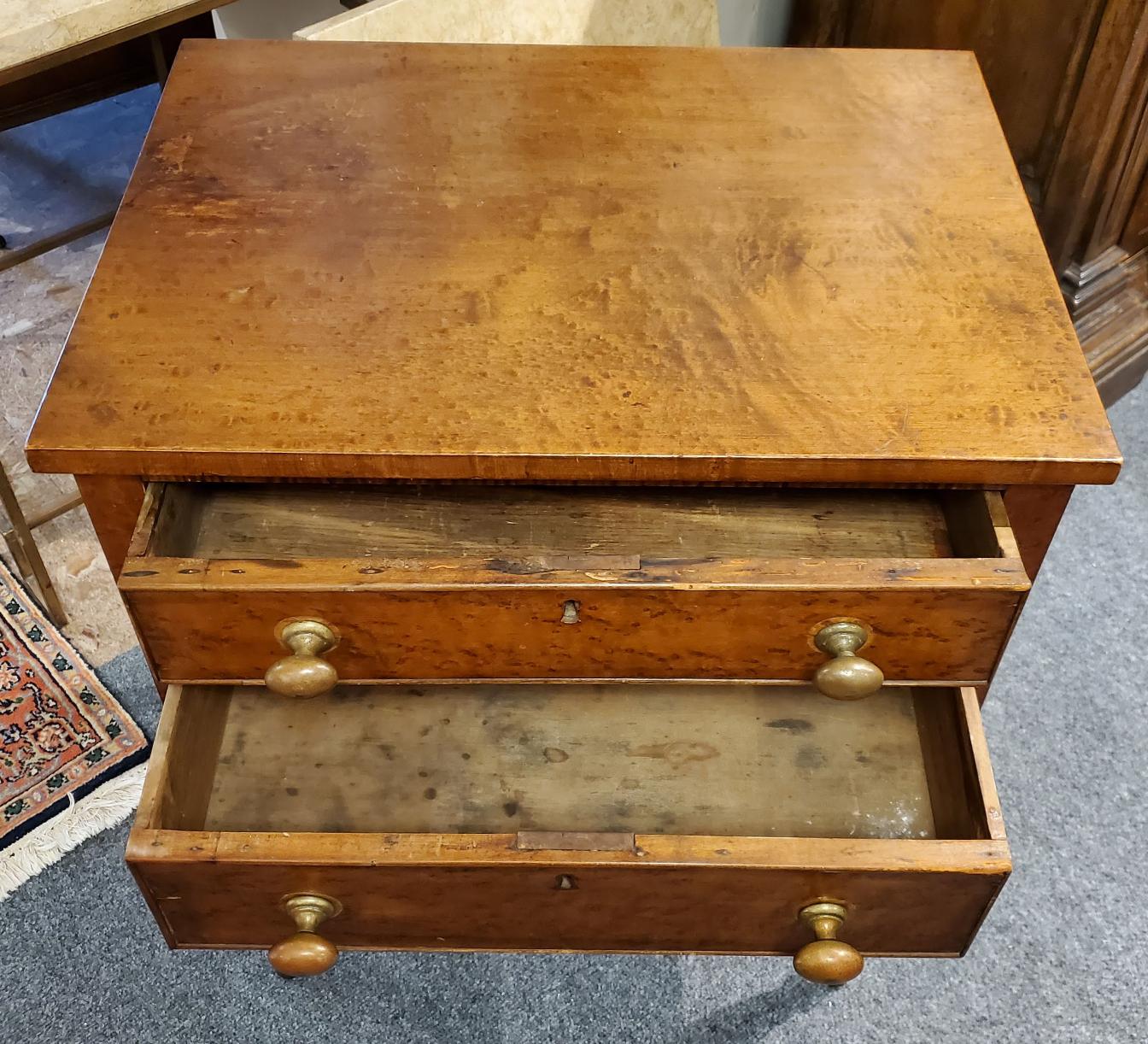 Mid 19th Century New England Birdseye Maple Side Table with Two Drawers In Good Condition For Sale In Middleburg, VA