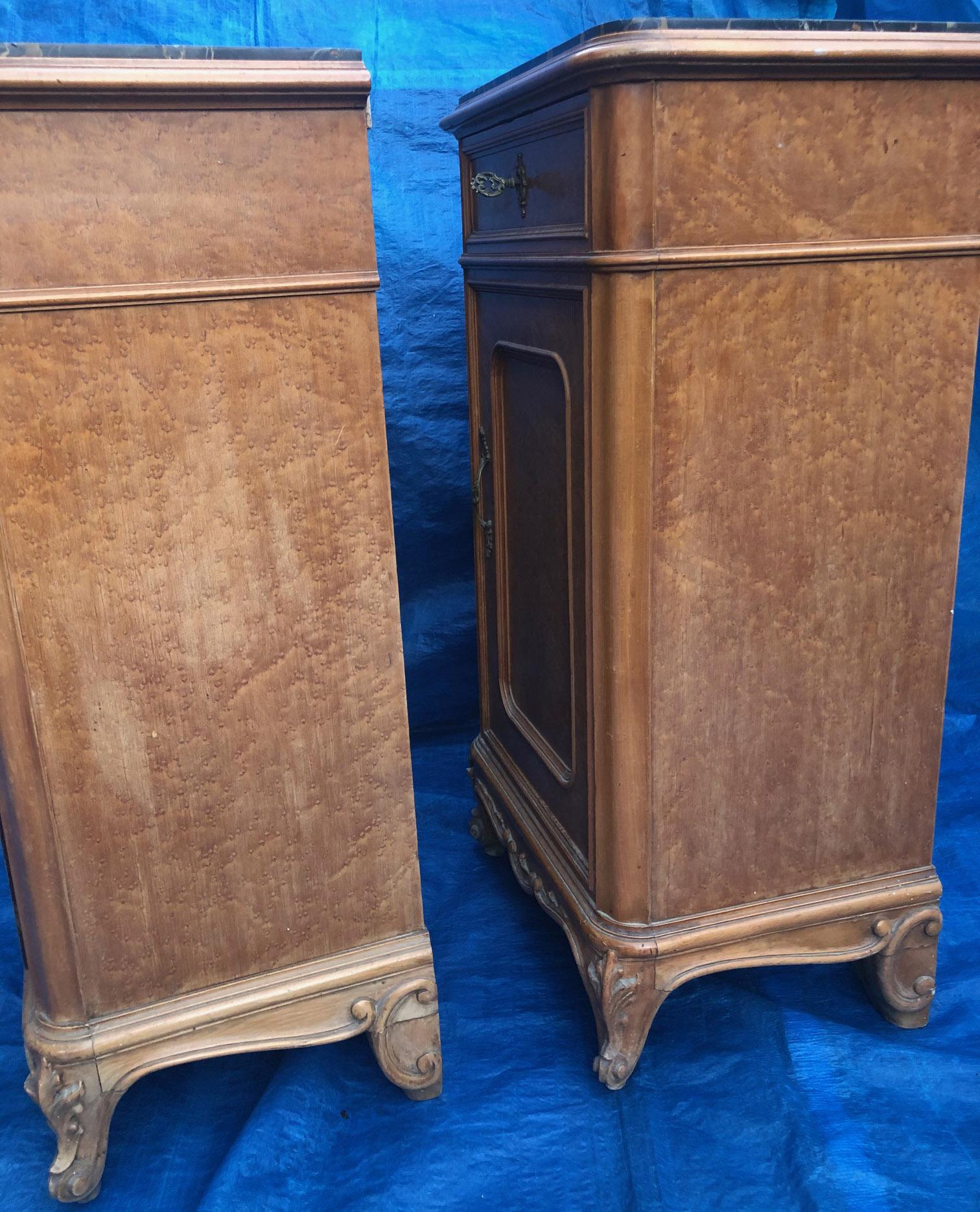 Pair Nightstands with Black Marble in Maple Rarity 6