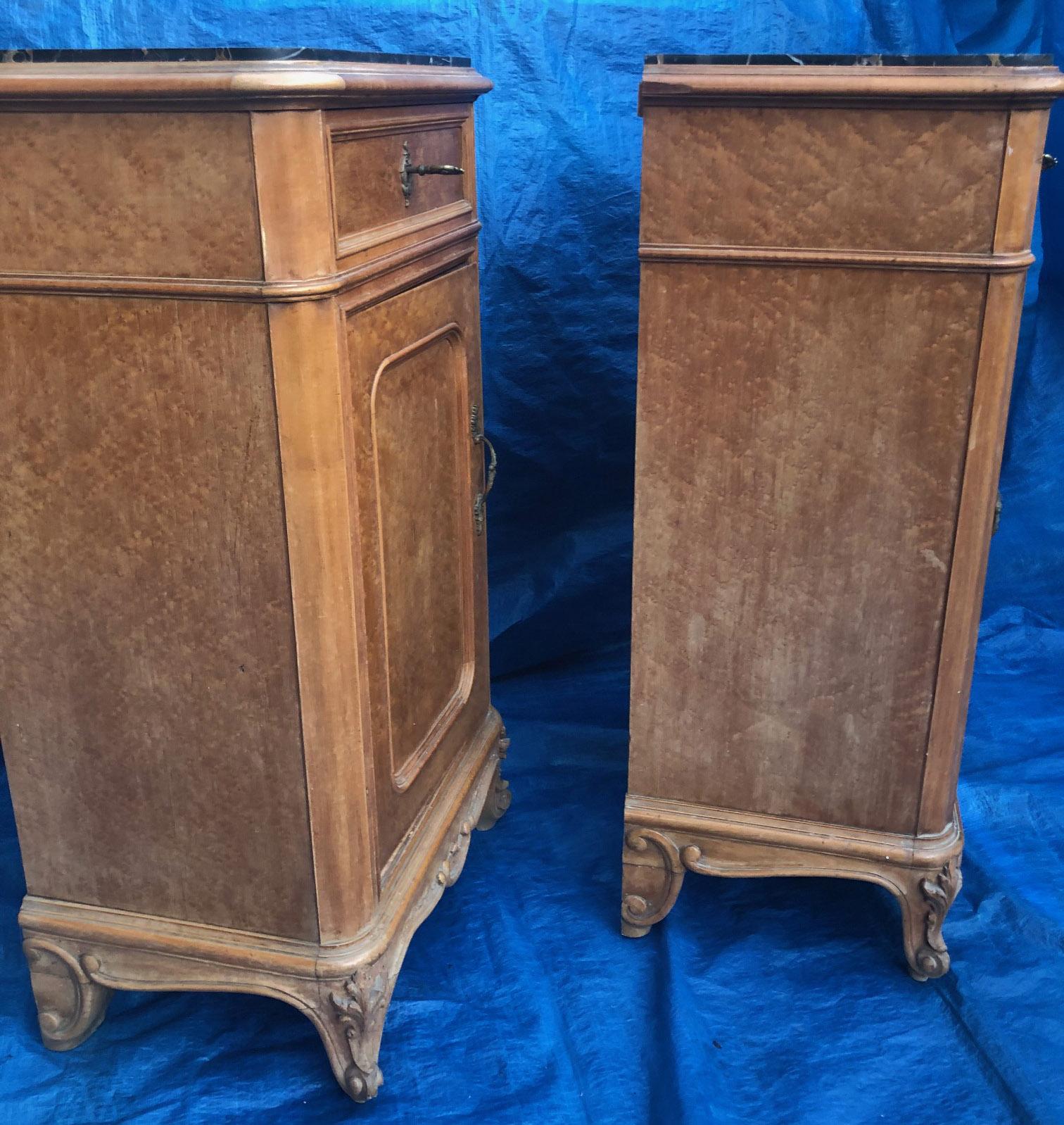 Pair Nightstands with Black Marble in Maple Rarity 8