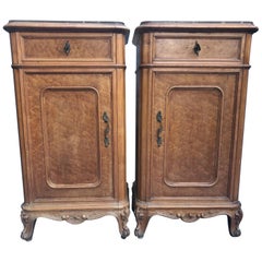 Antique Pair Nightstands with Black Marble in Maple Rarity