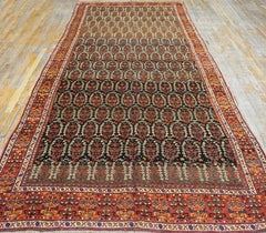 1860s Brown Paisley Antique N.W. Persian Carpet 6'x13' Handmade Wool Rug Runner