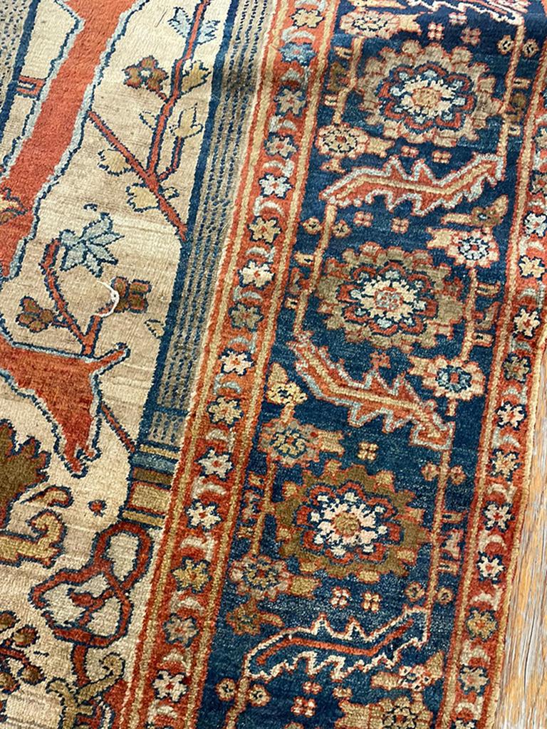 Hand-Knotted Mid 19th Century N.W. Persian Silk Heriz Carpet 4' 3'' x 5' 10''  For Sale