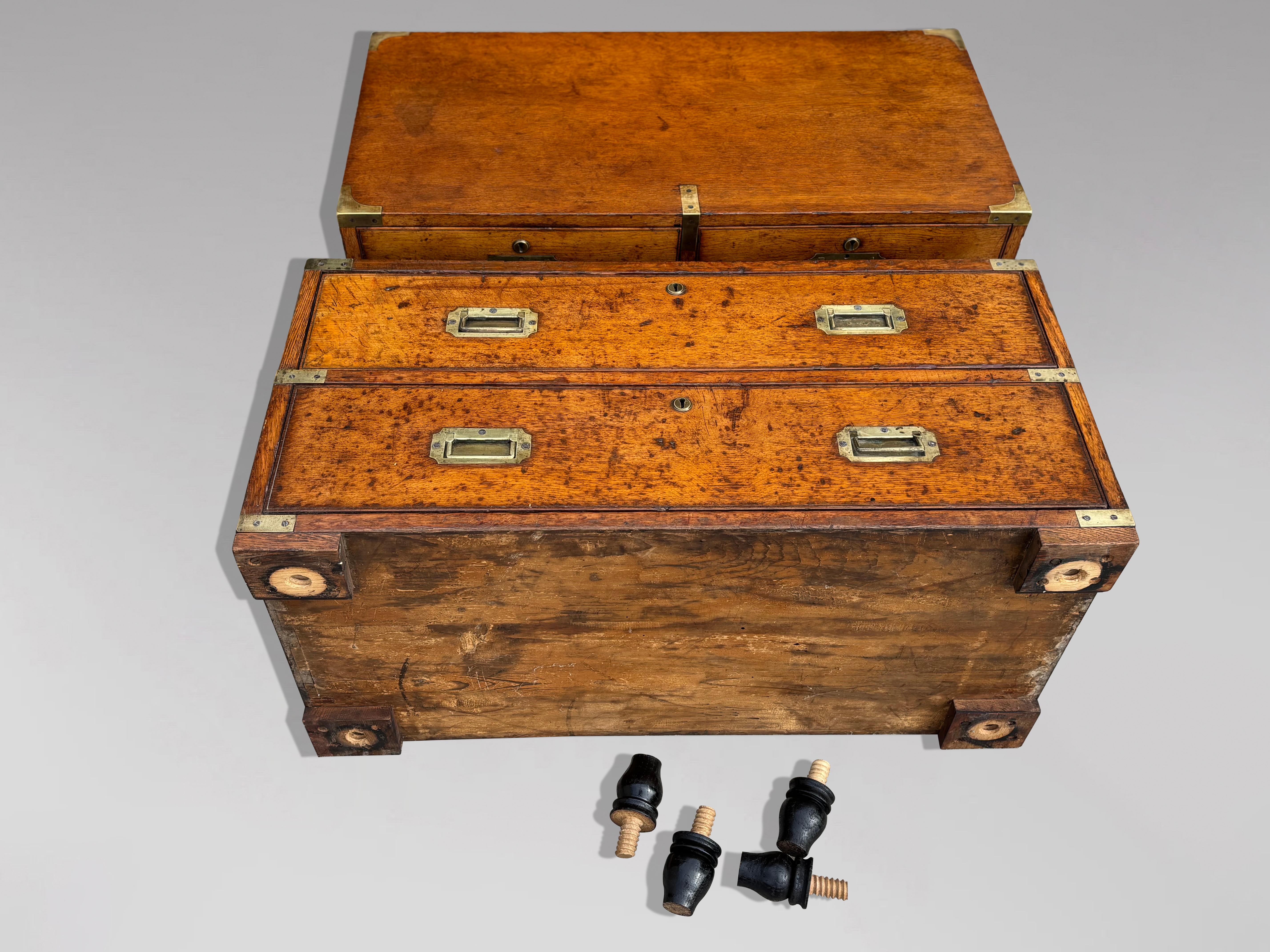 Mid 19th Century Oak Military Campaign Chest of Drawers For Sale 2