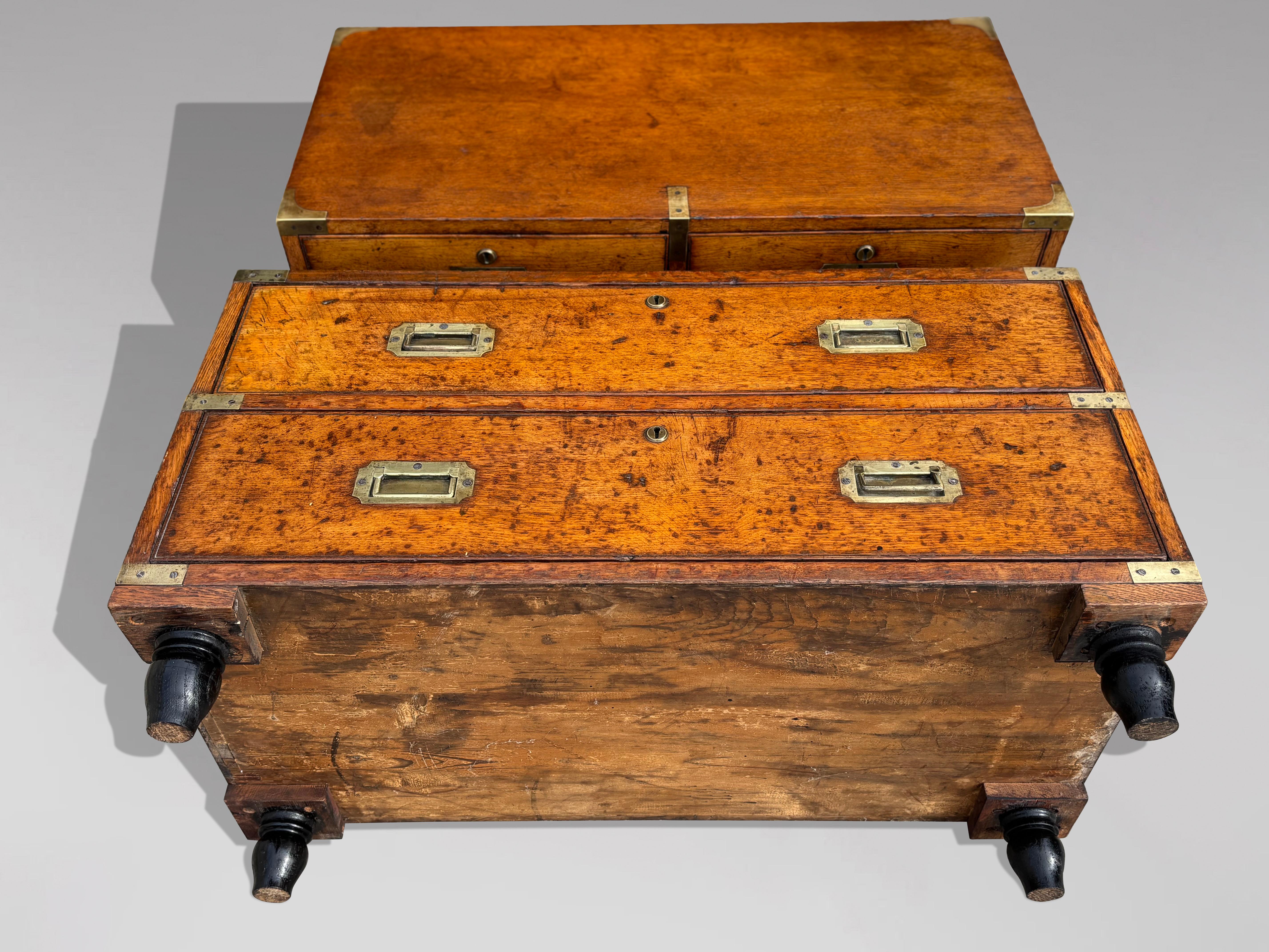 Mid 19th Century Oak Military Campaign Chest of Drawers For Sale 3