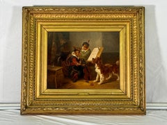 Mitte des 19. Jahrhunderts Öl auf Karton von Hunden als Musikanten - Von Zacharie Noterman