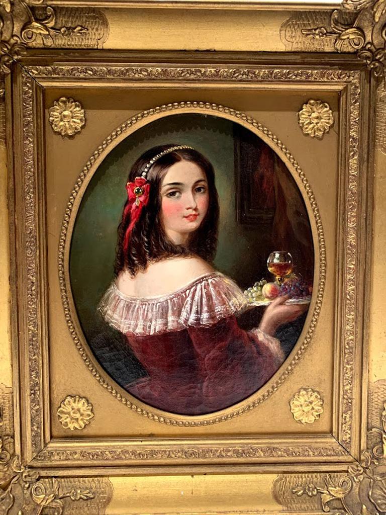 Oiled Mid-19th Century Oil on Canvas, 