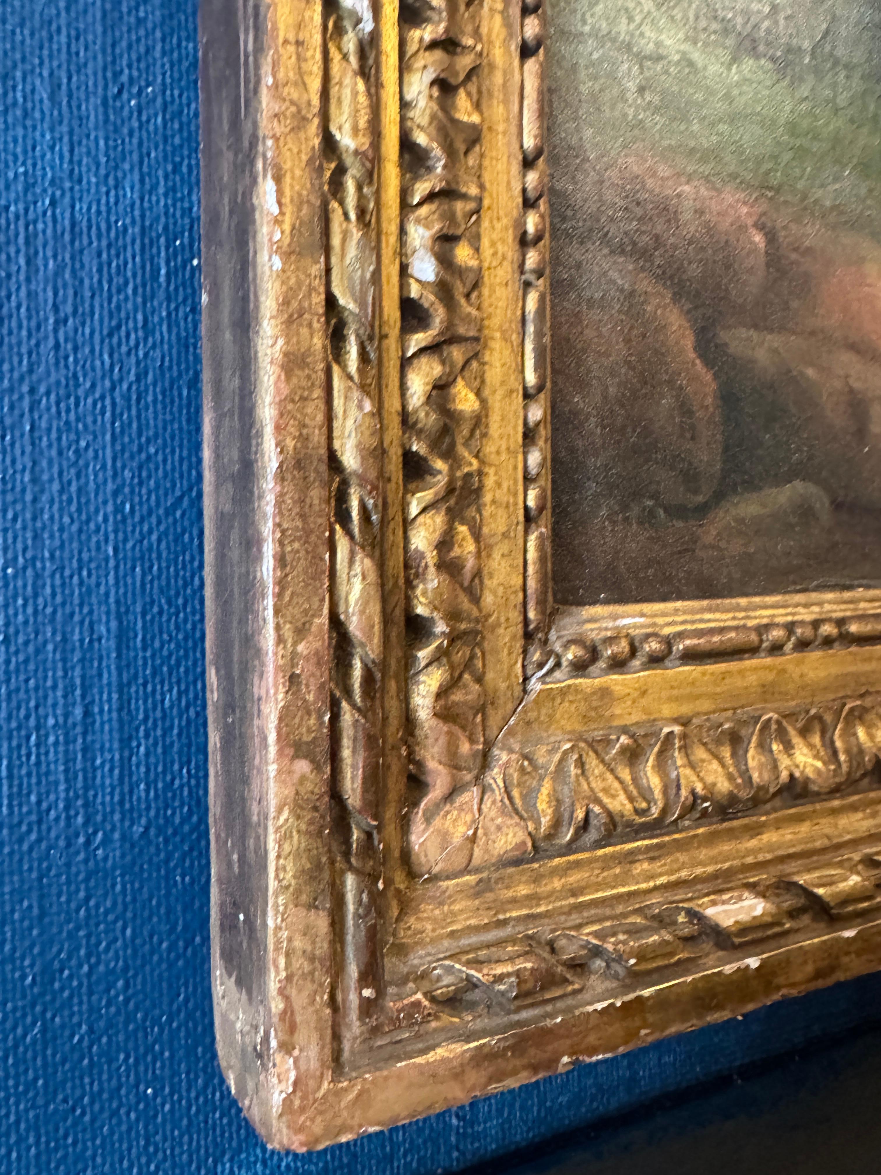 Peinture à l'huile sur toile du milieu du XIXe siècle - 
