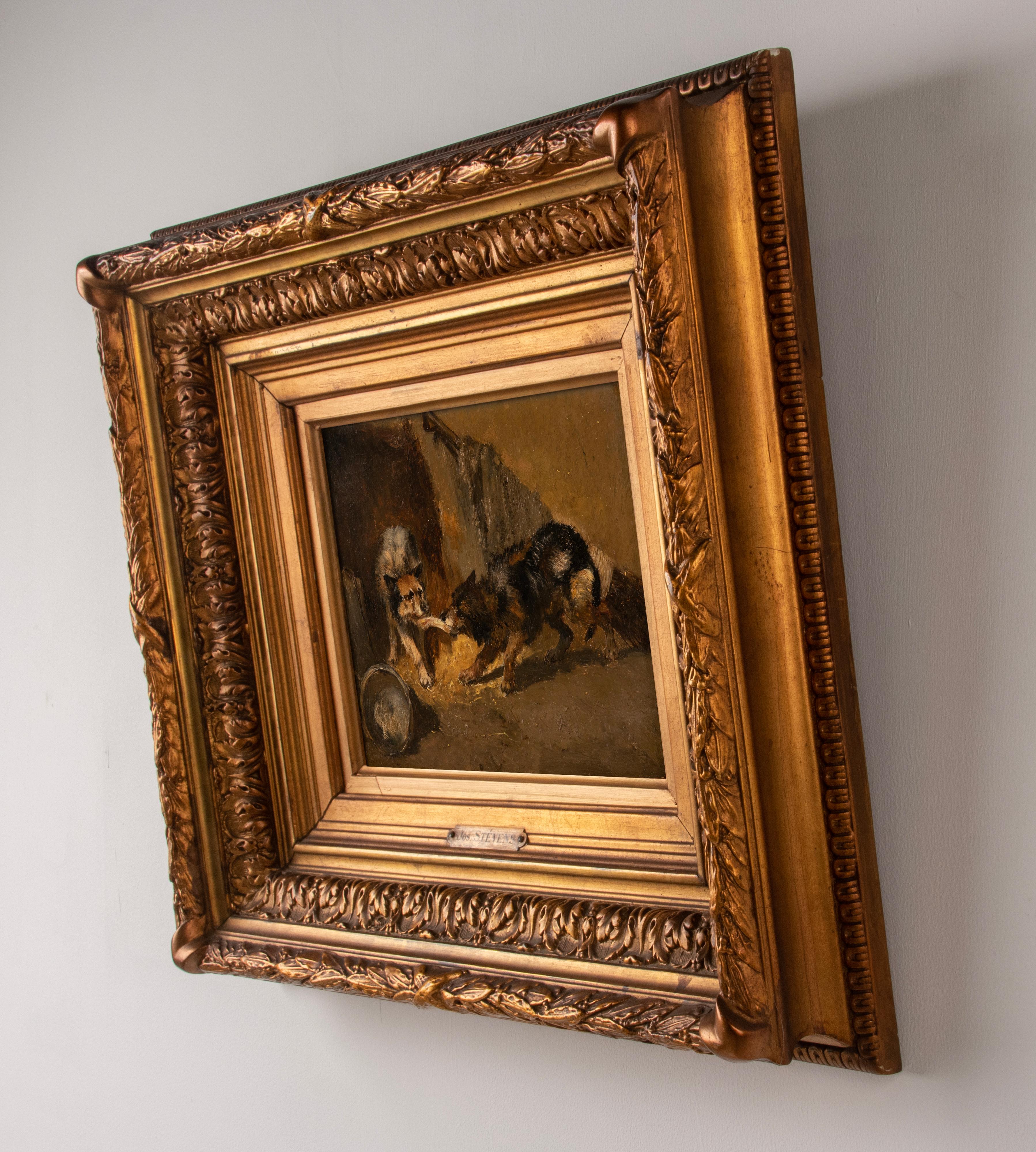 Mid 19th Century Oil Painting Dogs by Joseph Stevens In Good Condition For Sale In Casteren, Noord-Brabant