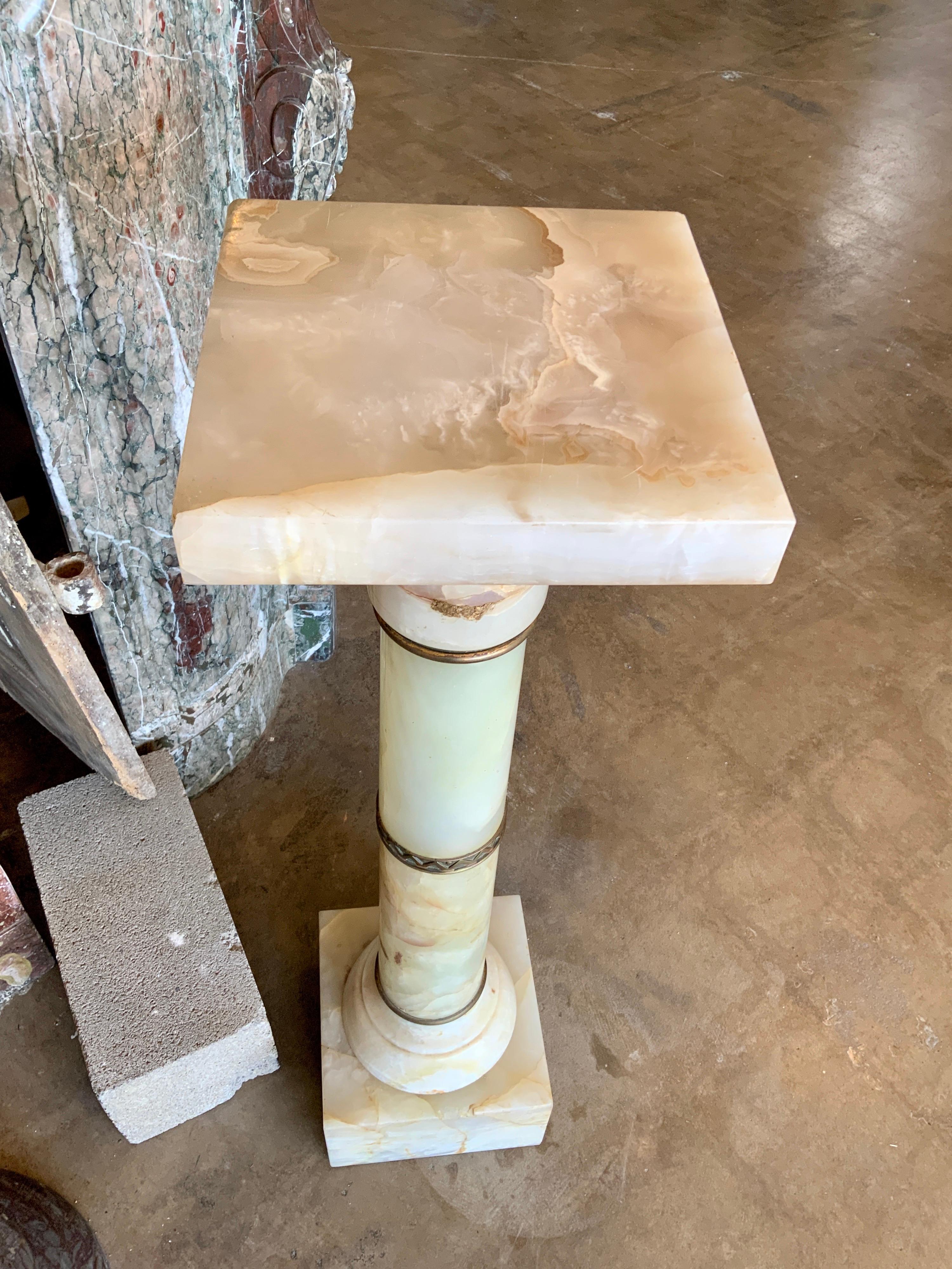 French Mid-19th Century Onyx Pedestal from France For Sale