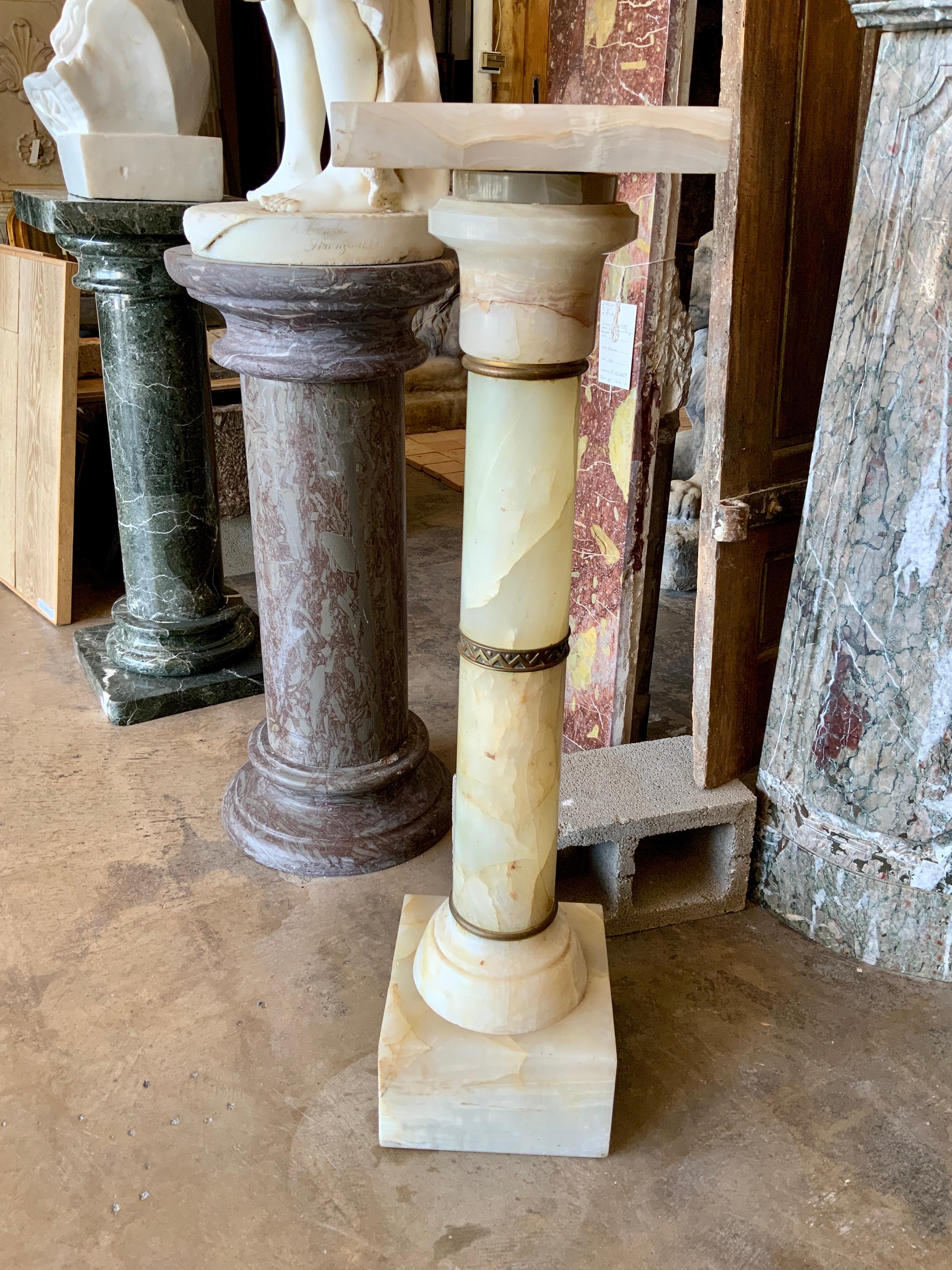 Mid-19th Century Onyx Pedestal from France In Good Condition For Sale In Dallas, TX