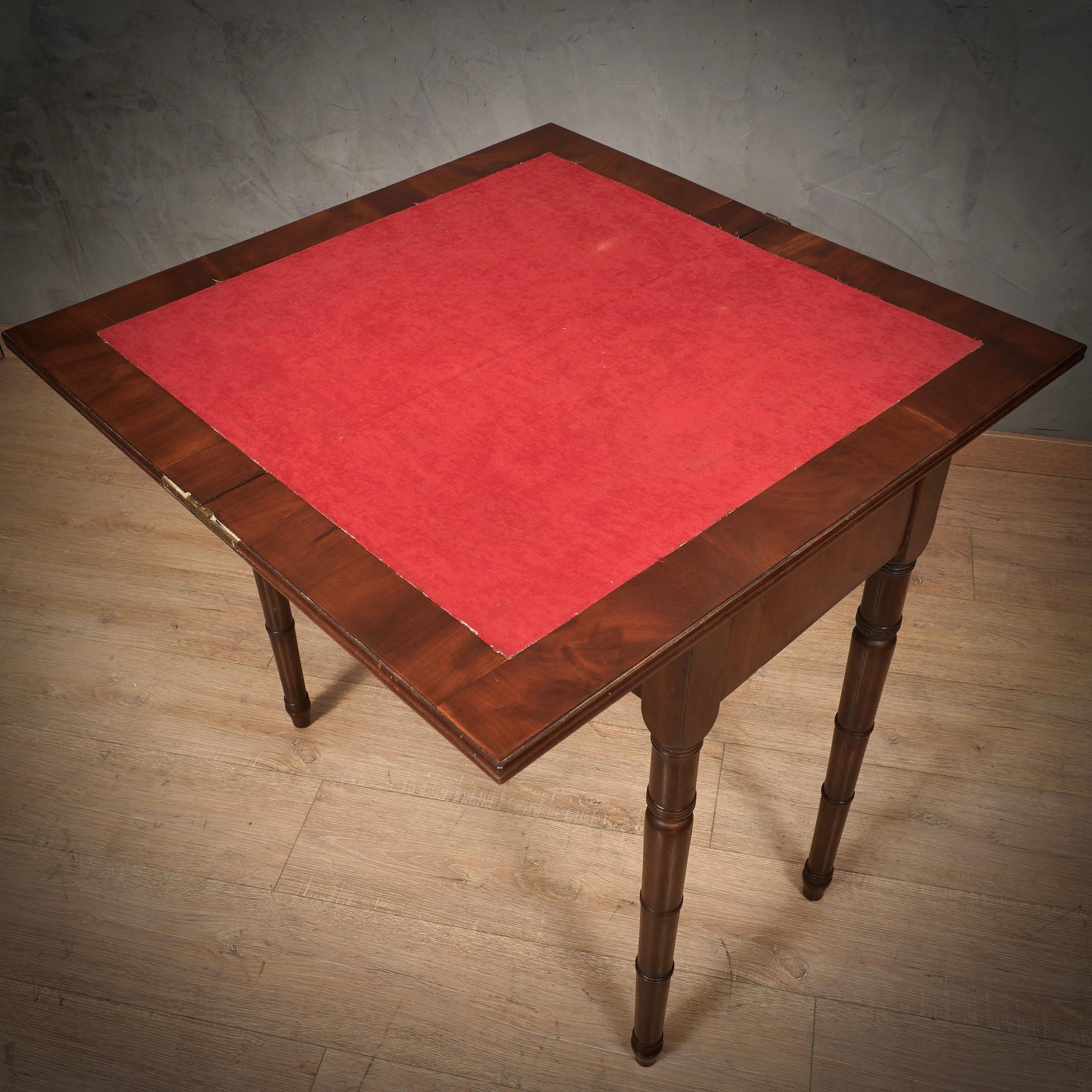 Mid-19th Century MidCentury Walnut Openable Card Table, 1850 For Sale