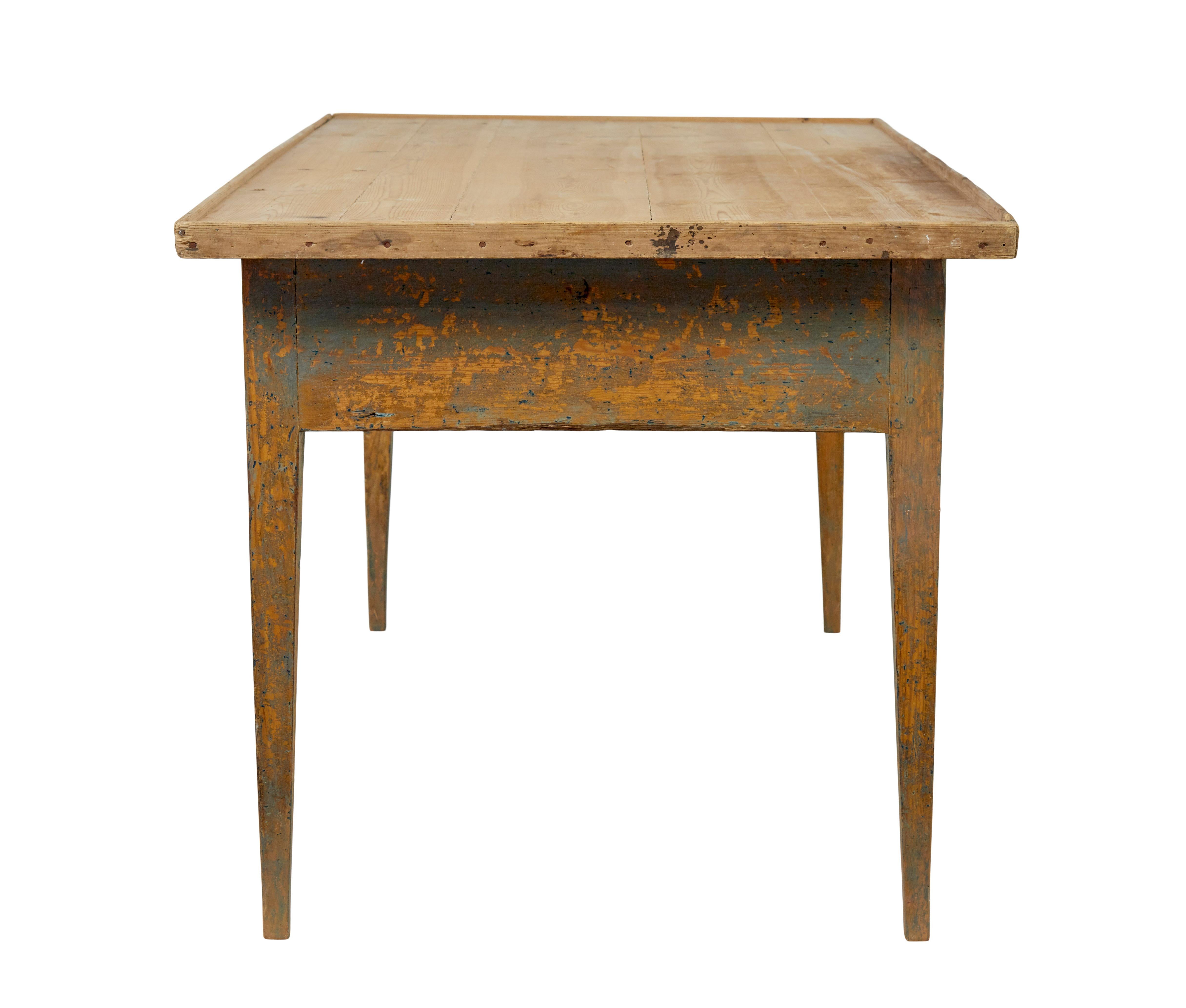 19th Century Mid 19th century original paint Swedish pine bakers table