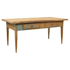 Mid 19th century original paint Swedish pine dining table