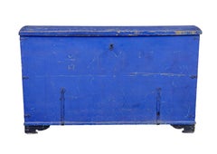 Mid 19th Century painted pine dome top trunk