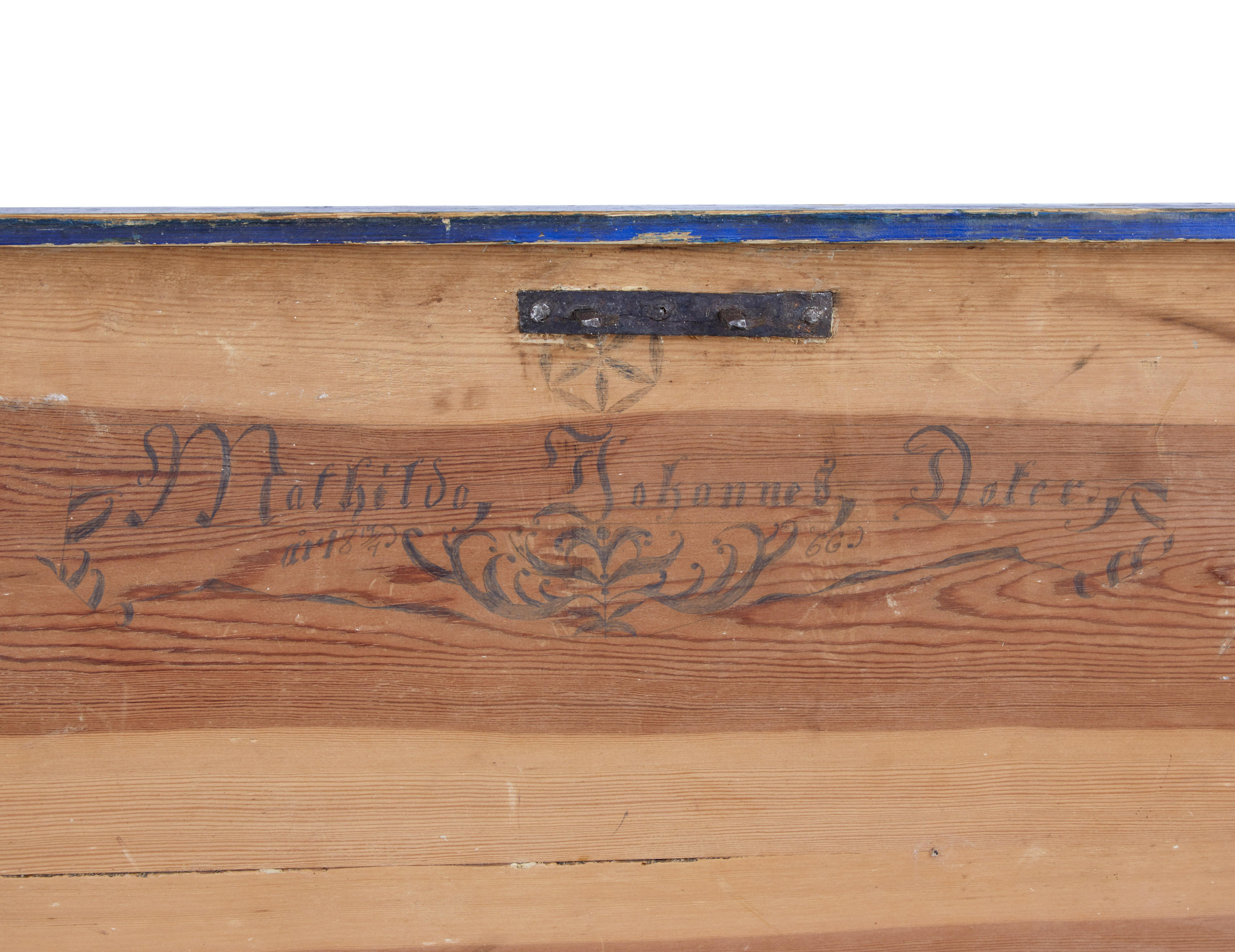 Mid-19th Century Painted Pine Dome Top Trunk 2