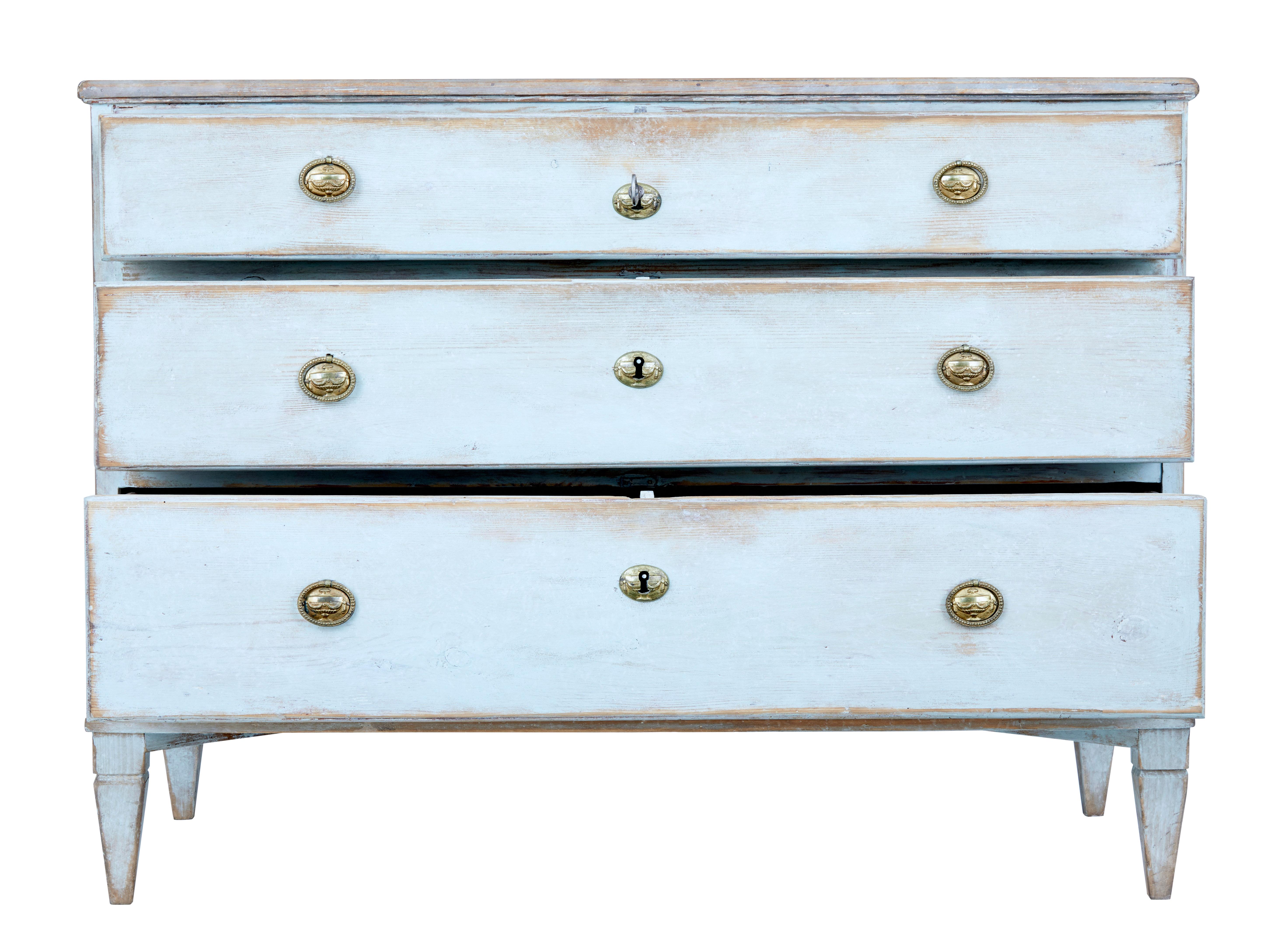 Rustic Mid-19th Century Painted Swedish Pine Chest of Drawers