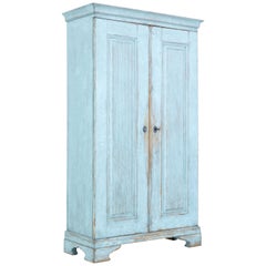 Antique Mid-19th Century Painted Swedish Pine Tall Cupboard