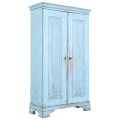 Antique Mid-19th Century Painted Swedish Pine Tall Cupboard