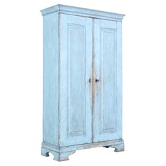 Antique Mid 19th Century Painted Swedish Pine Tall Cupboard