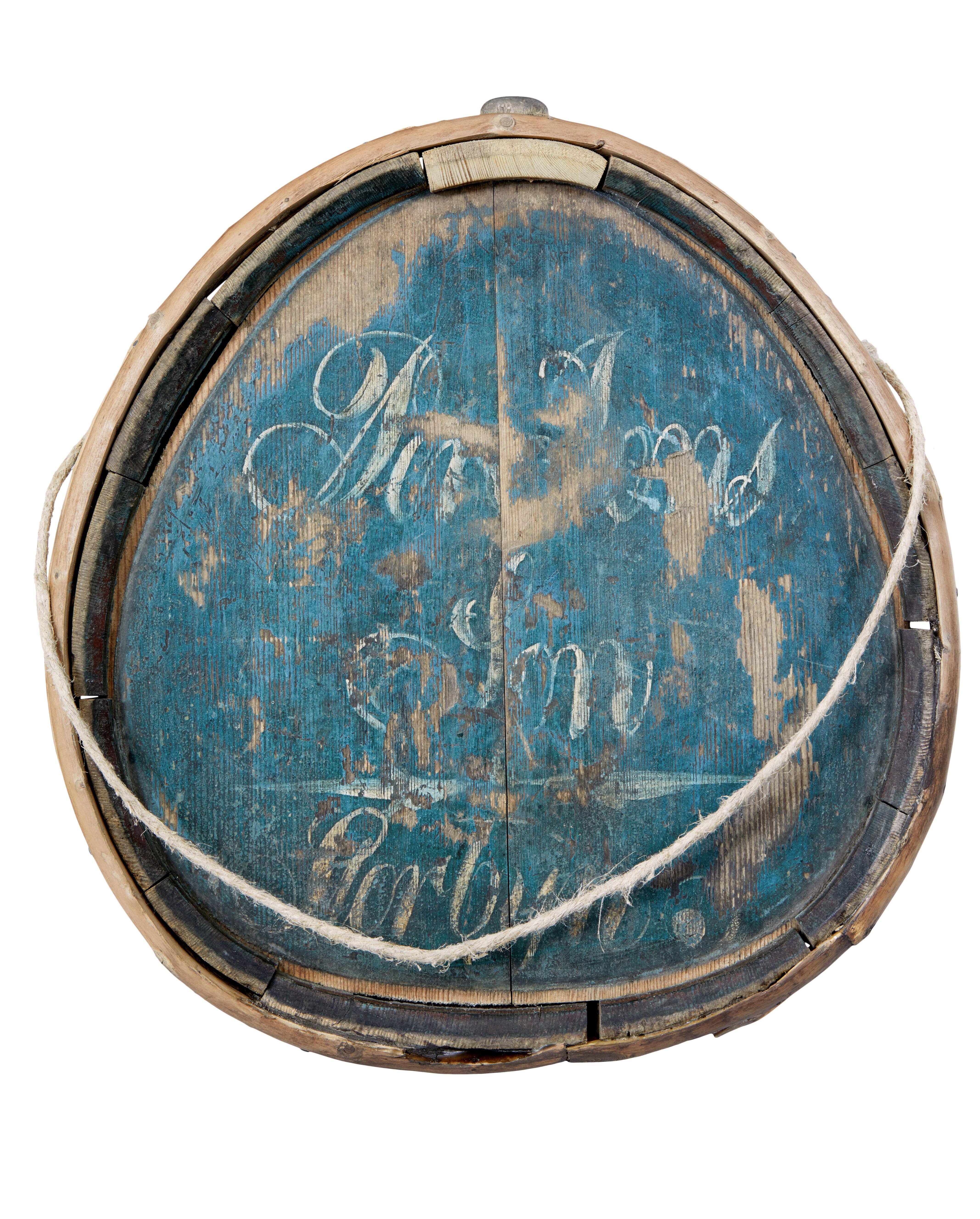 Hand-Crafted Mid-19th Century Painted Swedish Water Carrier For Sale