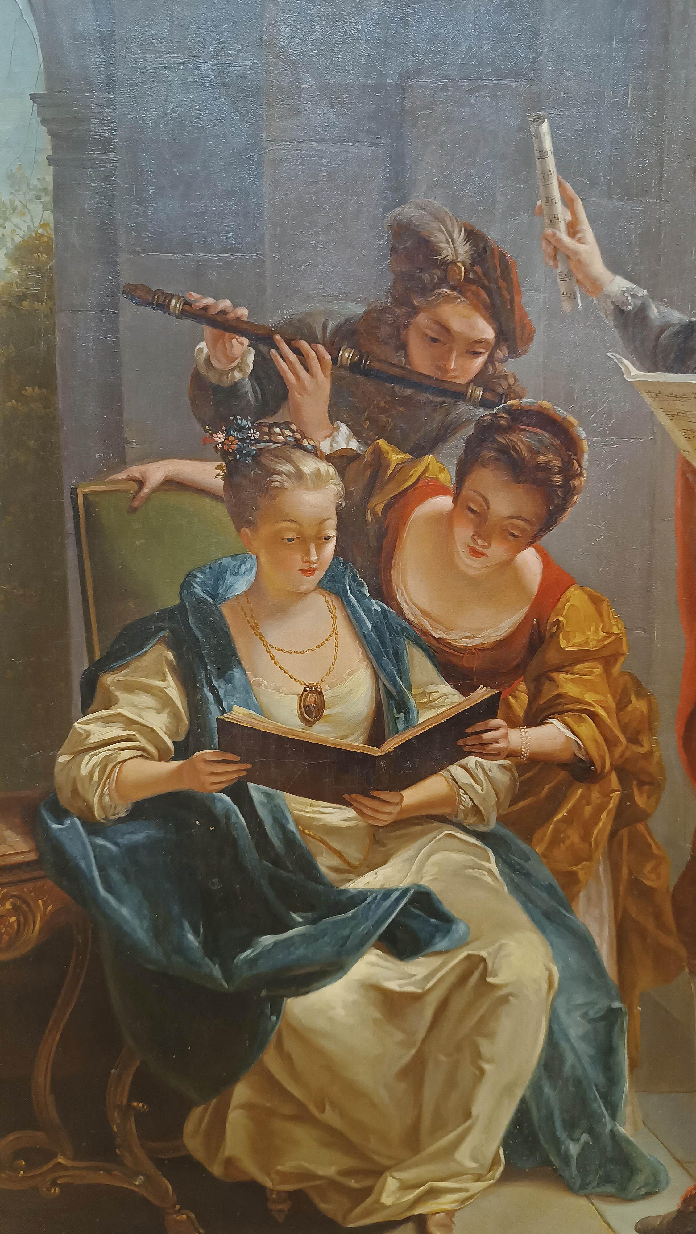 MID-19th CENTURY PAINTING WITH SMALL CONCERT im Angebot 3