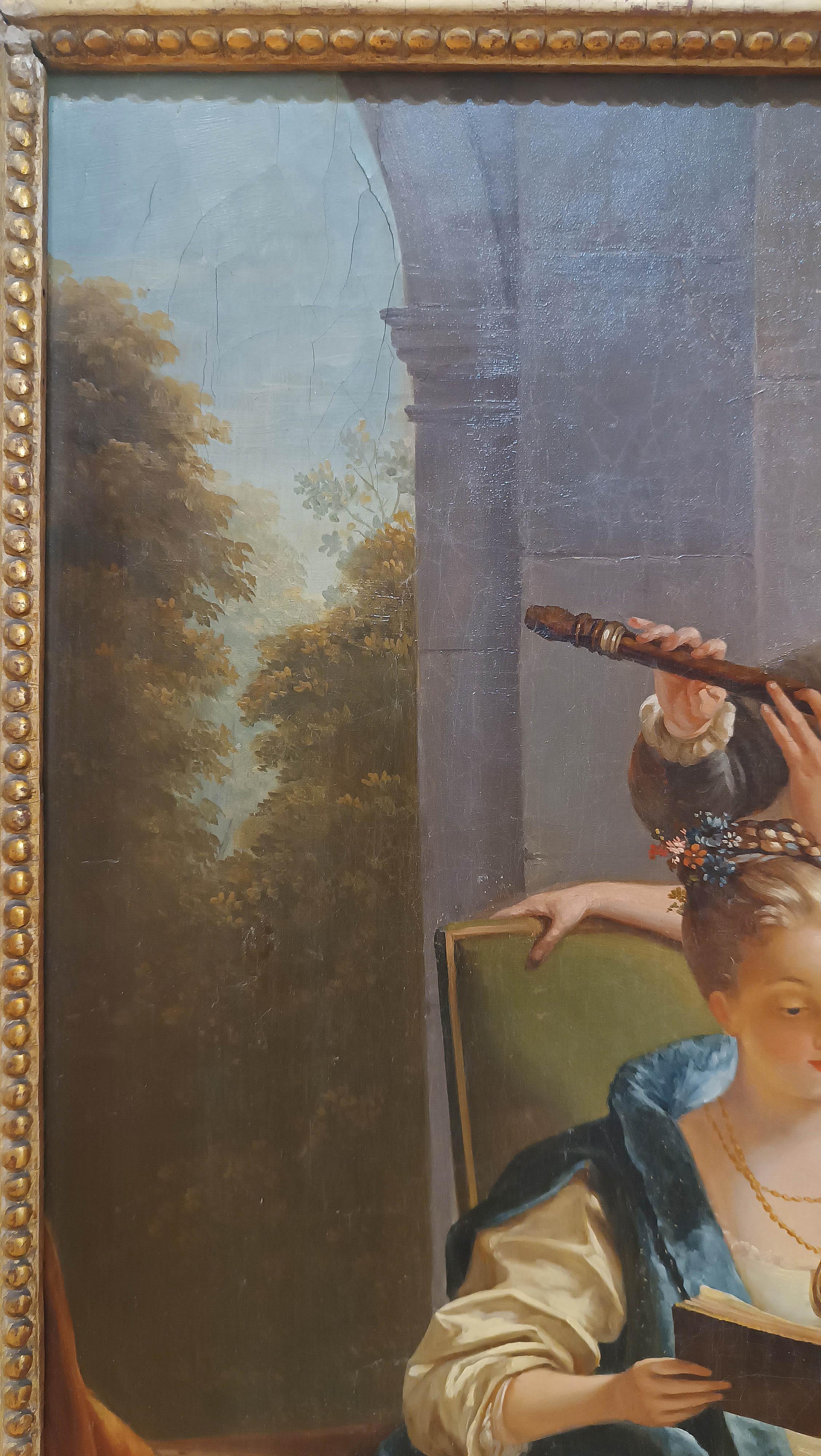 MID-19th CENTURY PAINTING WITH SMALL CONCERT im Angebot 4