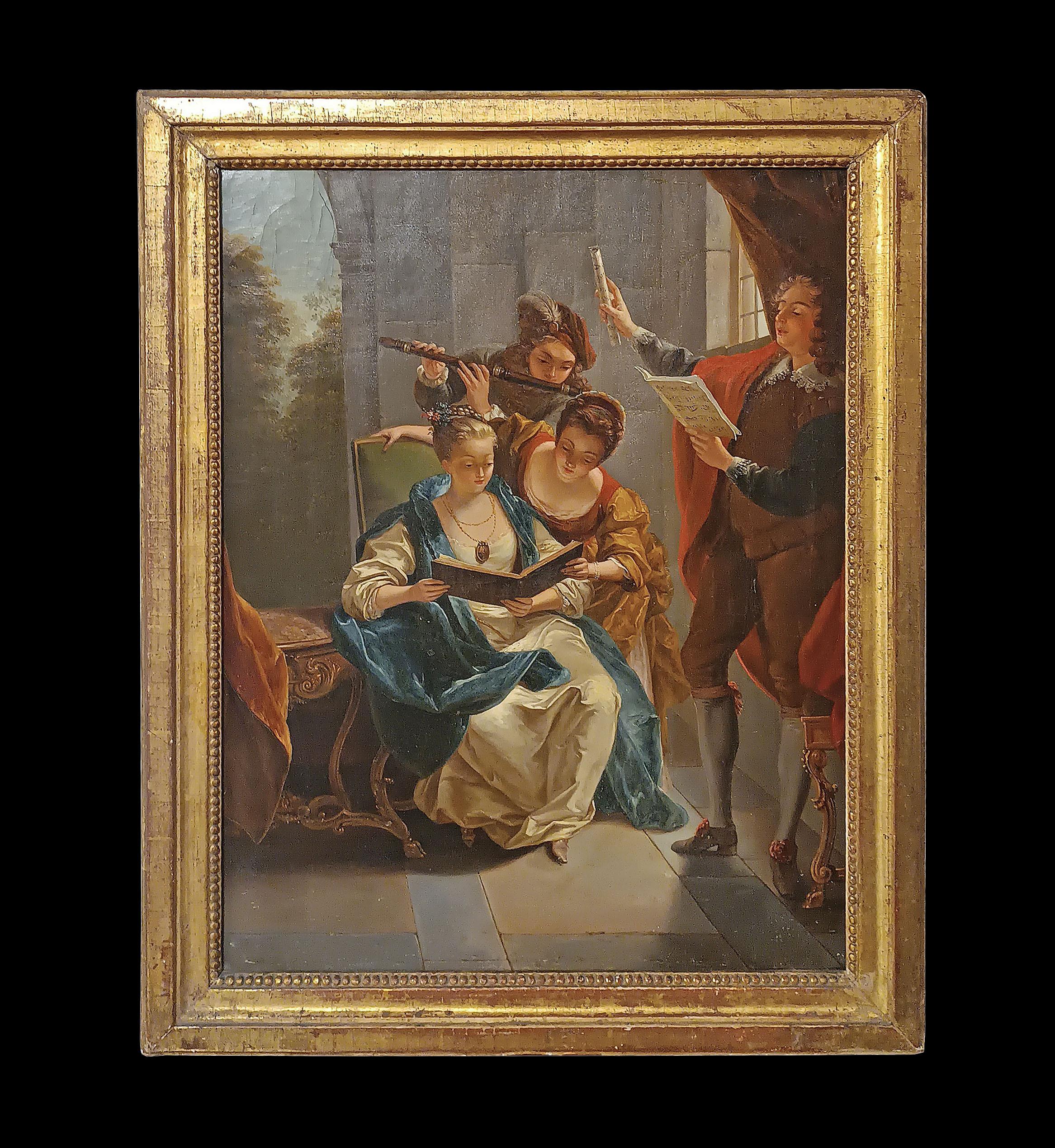 MID-19th CENTURY PAINTING WITH SMALL CONCERT im Angebot 6