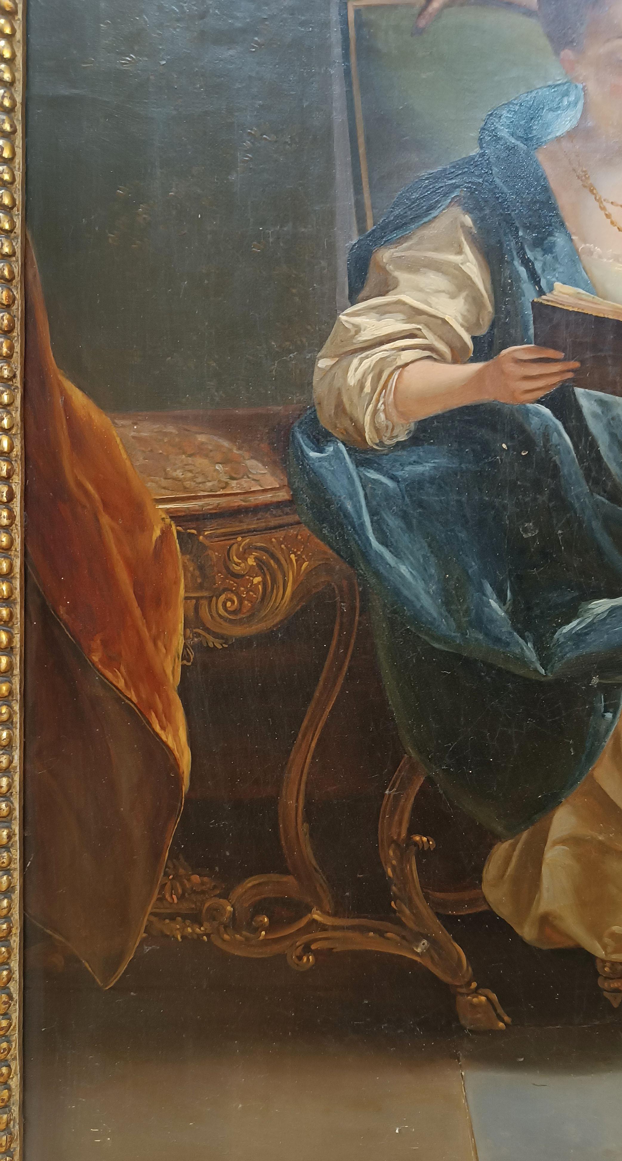 MID-19th CENTURY PAINTING WITH SMALL CONCERT (Leinwand) im Angebot