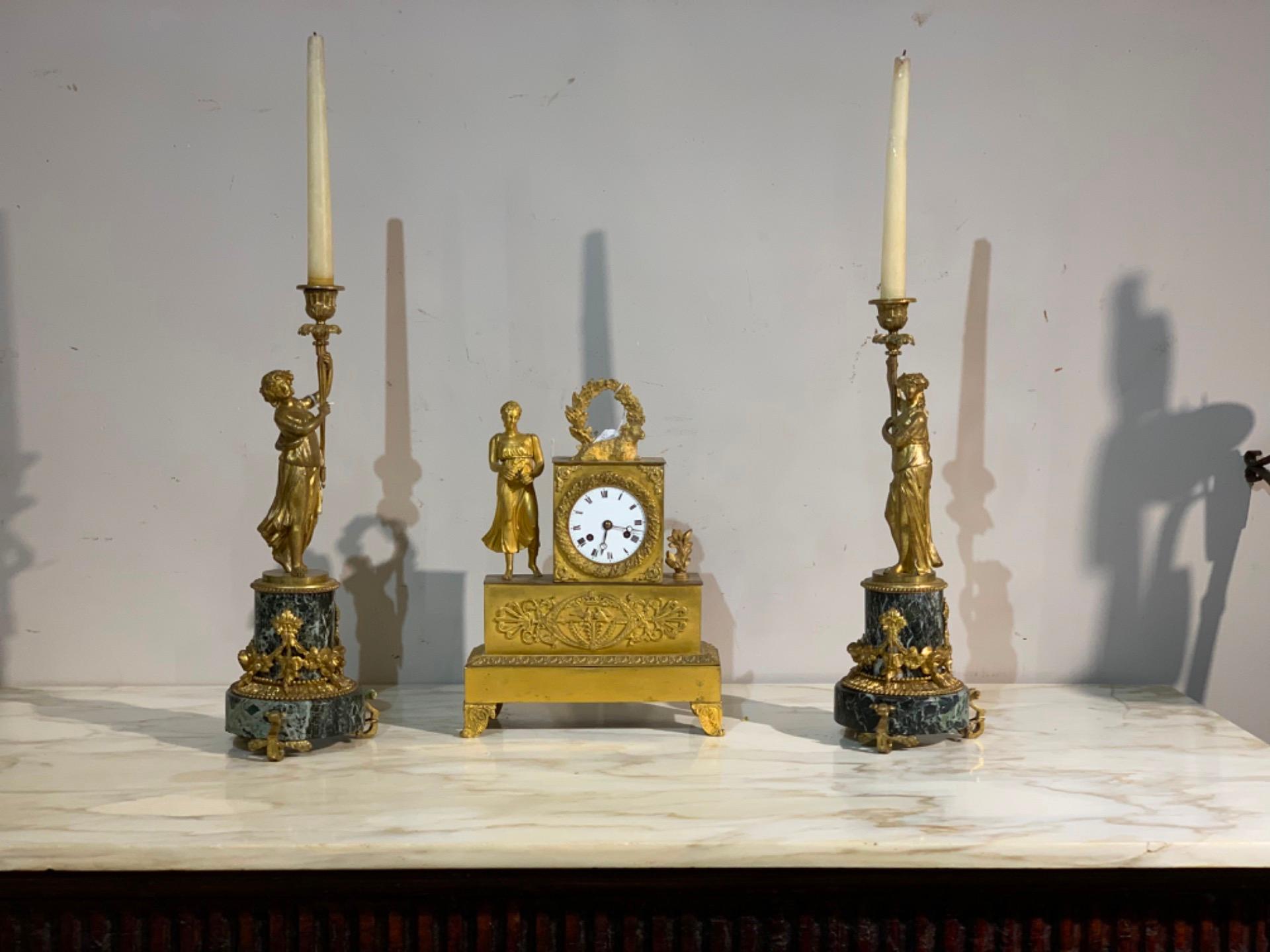 French Mid 19th Century Pair of Bronze Candlesticks, Napoleon III For Sale