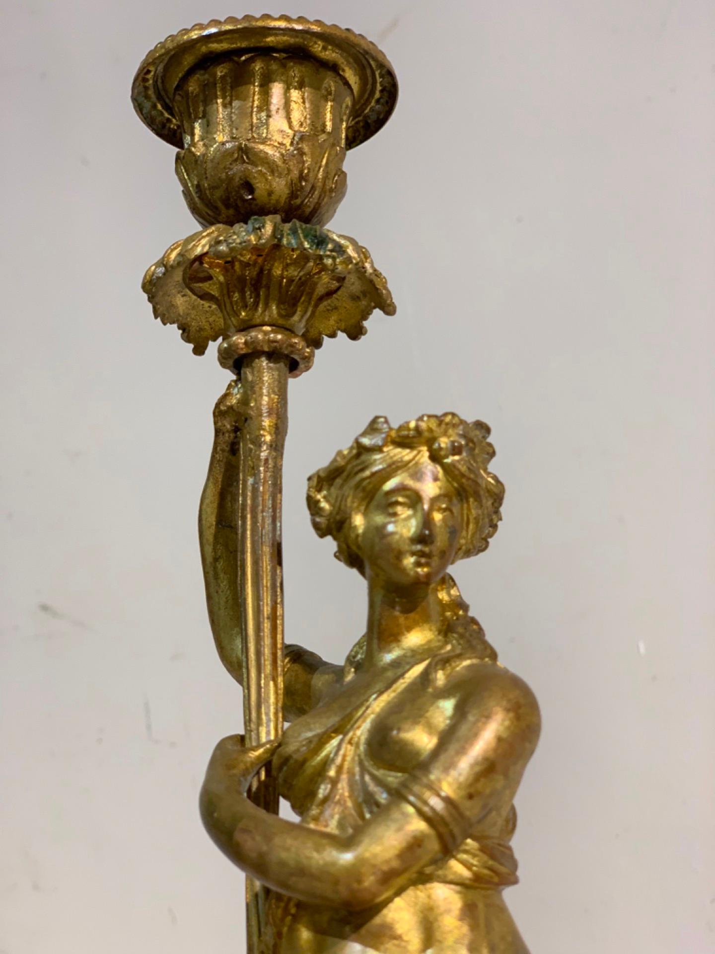 Paar Bronze-Kerzenständer aus der Mitte des 19. Jahrhunderts, Napoleon III. im Zustand „Gut“ im Angebot in Firenze, FI