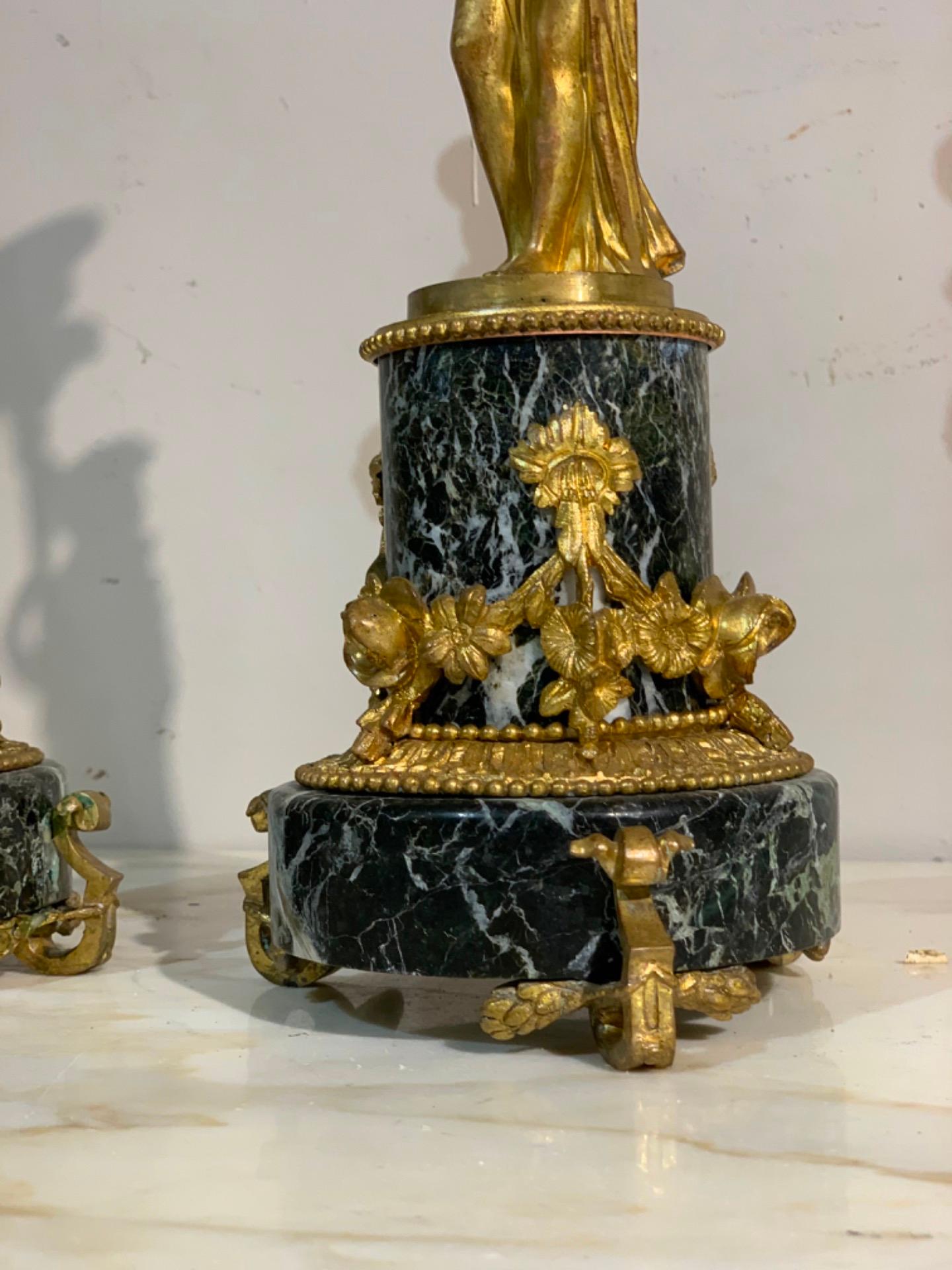 Mid 19th Century Pair of Bronze Candlesticks, Napoleon III For Sale 1