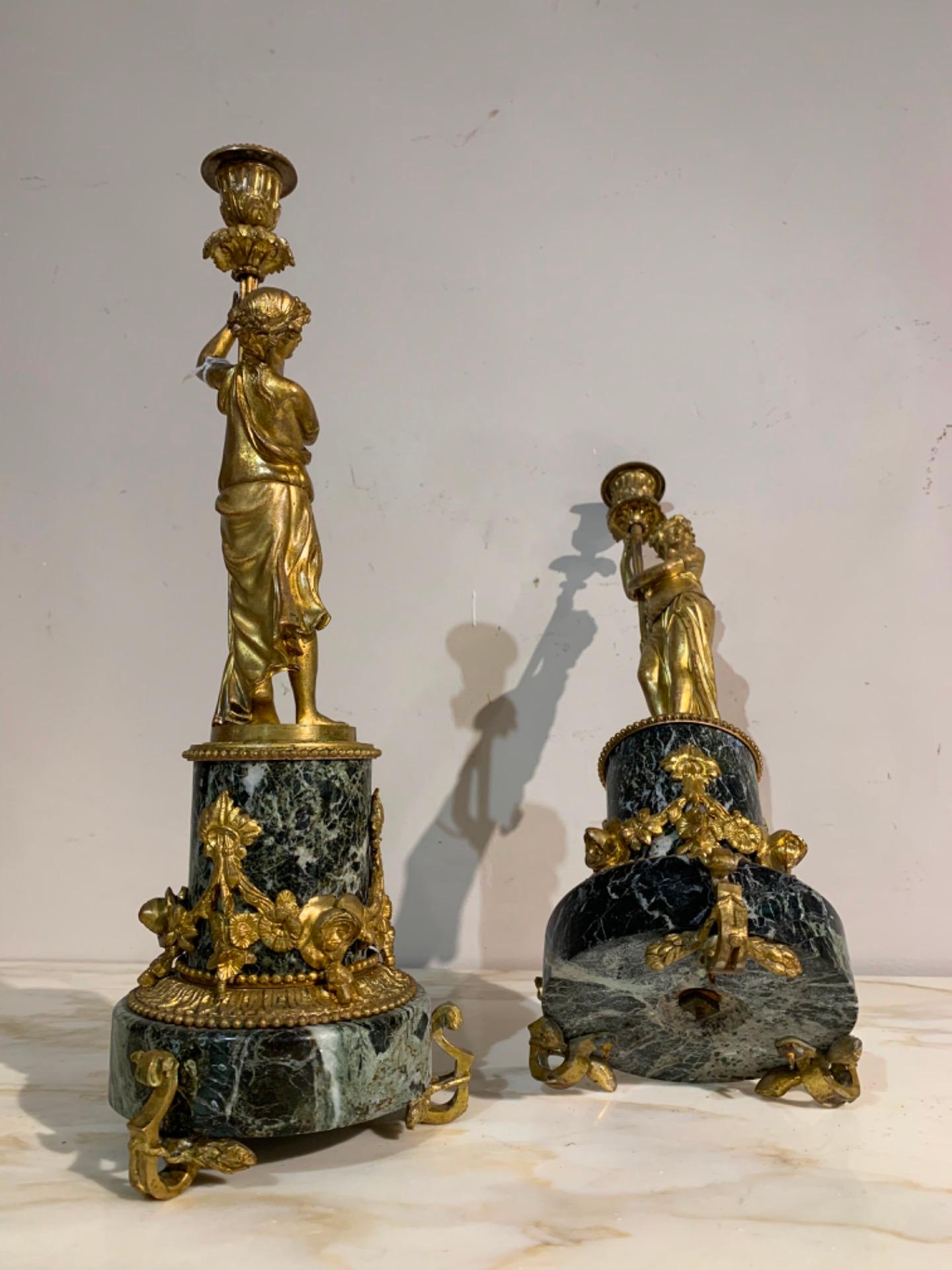 Mid 19th Century Pair of Bronze Candlesticks, Napoleon III For Sale 3