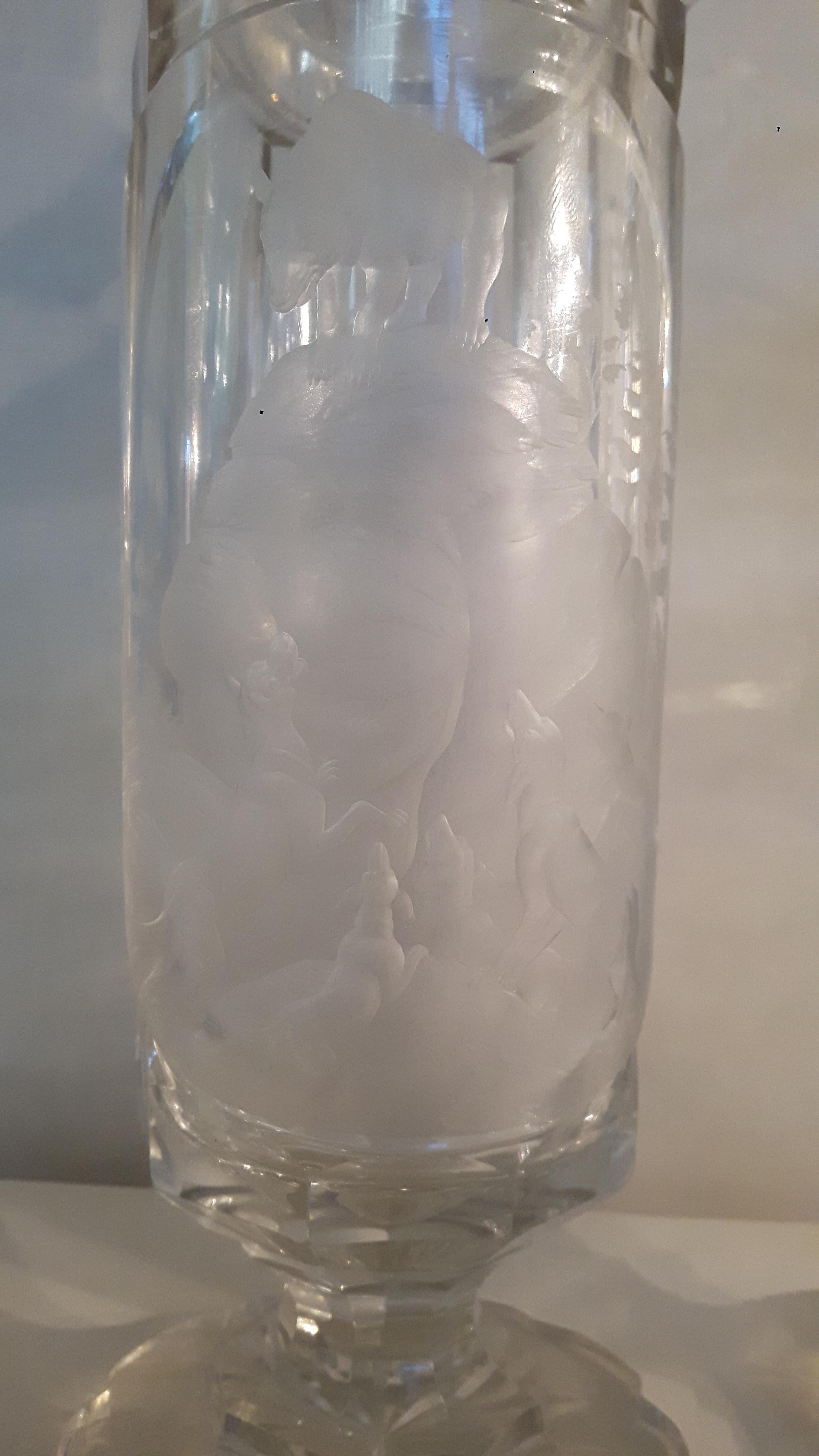 Mid-19th Century Pair of Clear Glass Bohemian Vases For Sale 6