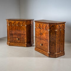 Mid-19th Century Pair of Commodes with Gothic Arches, Italy