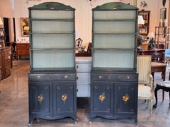 Mid 19th Century Pair of English Painted Waterfall Bookcases