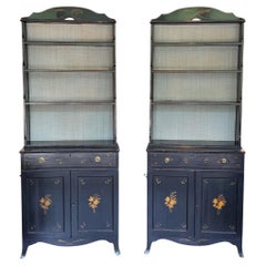 Mid 19th Century Pair of English Painted Waterfall Bookcases