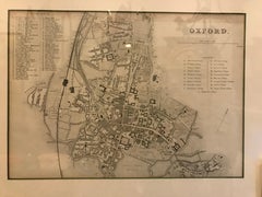 Mid 19th Century Pair of Framed English Maps of Oxford and Cambridge