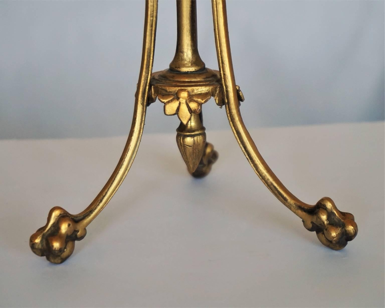 Mid-19th Century Pair of French Empire Style Gilt Bronze Candleholders For Sale 8