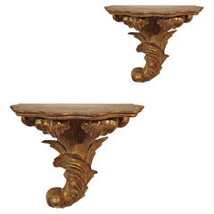 MID-19th CENTURY PAIR OF GILDED WOODEN SHELVES