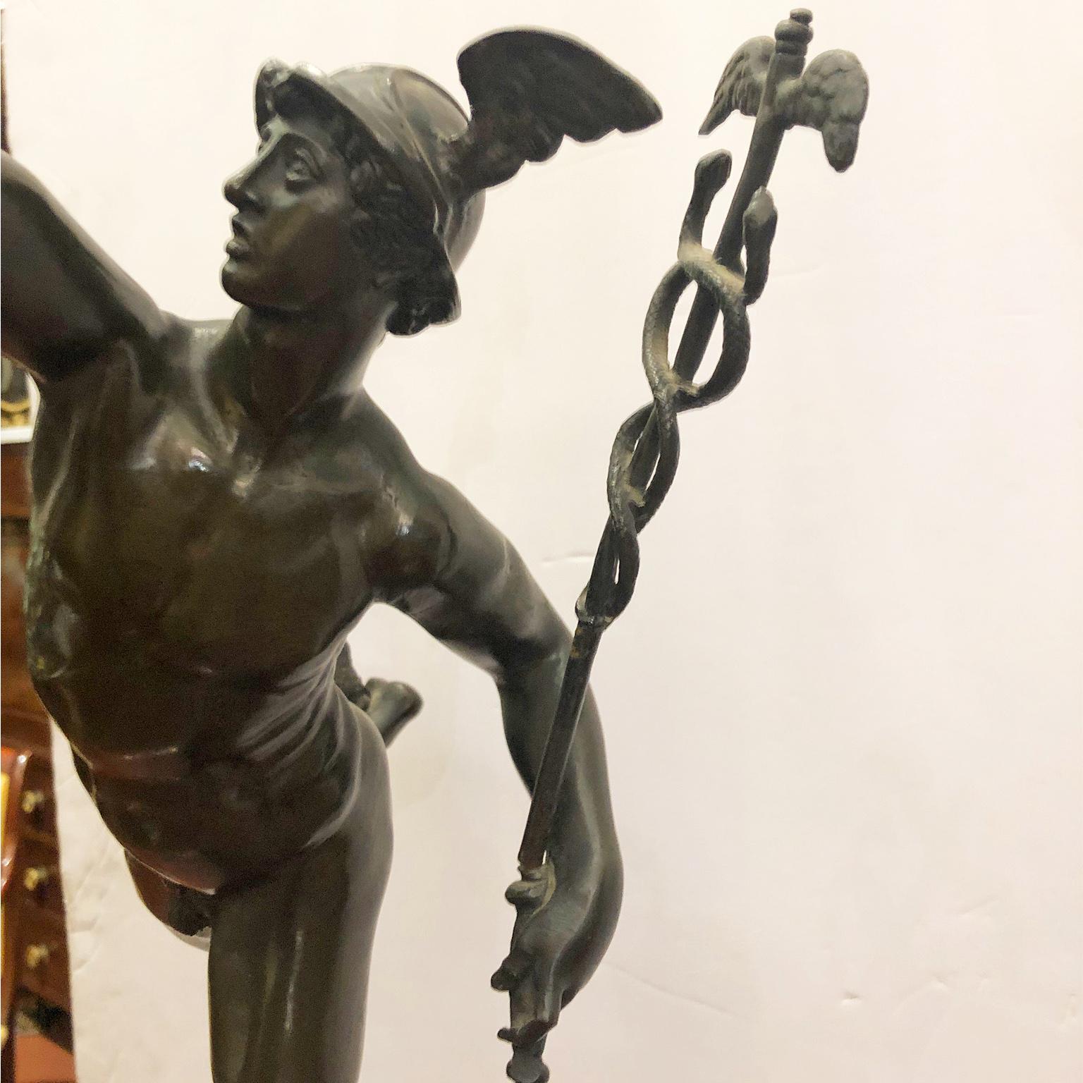 Cast Mid-19th Century Pair of Italian Bronze Sculptures Mercury and Fortune For Sale